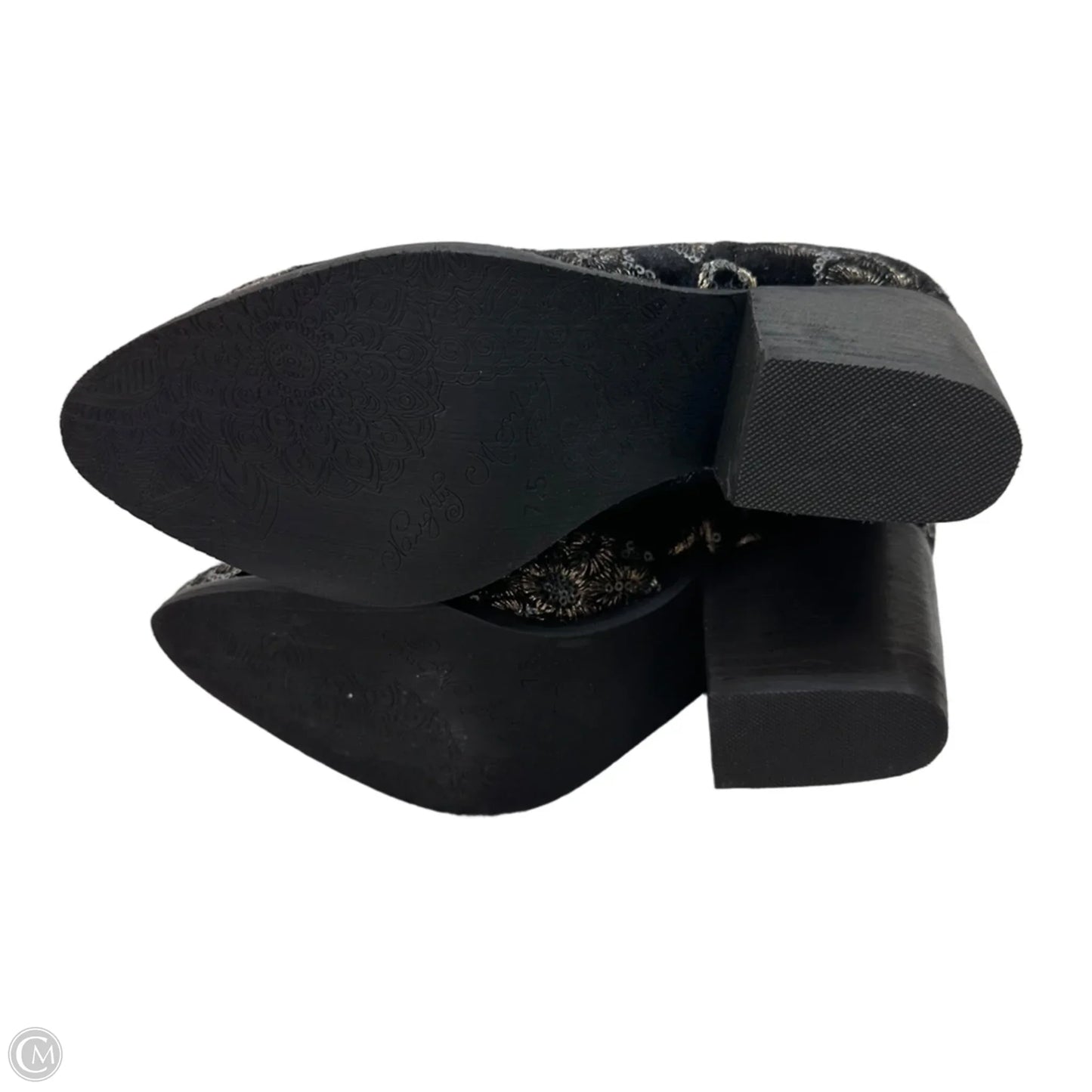 Boots Ankle Flats By Naughty Monkey In Black & Gold, Size: 7.5