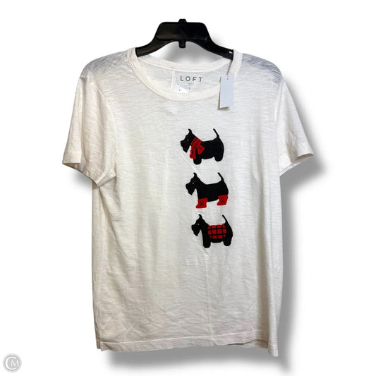 Top Short Sleeve By Loft In White, Size: L