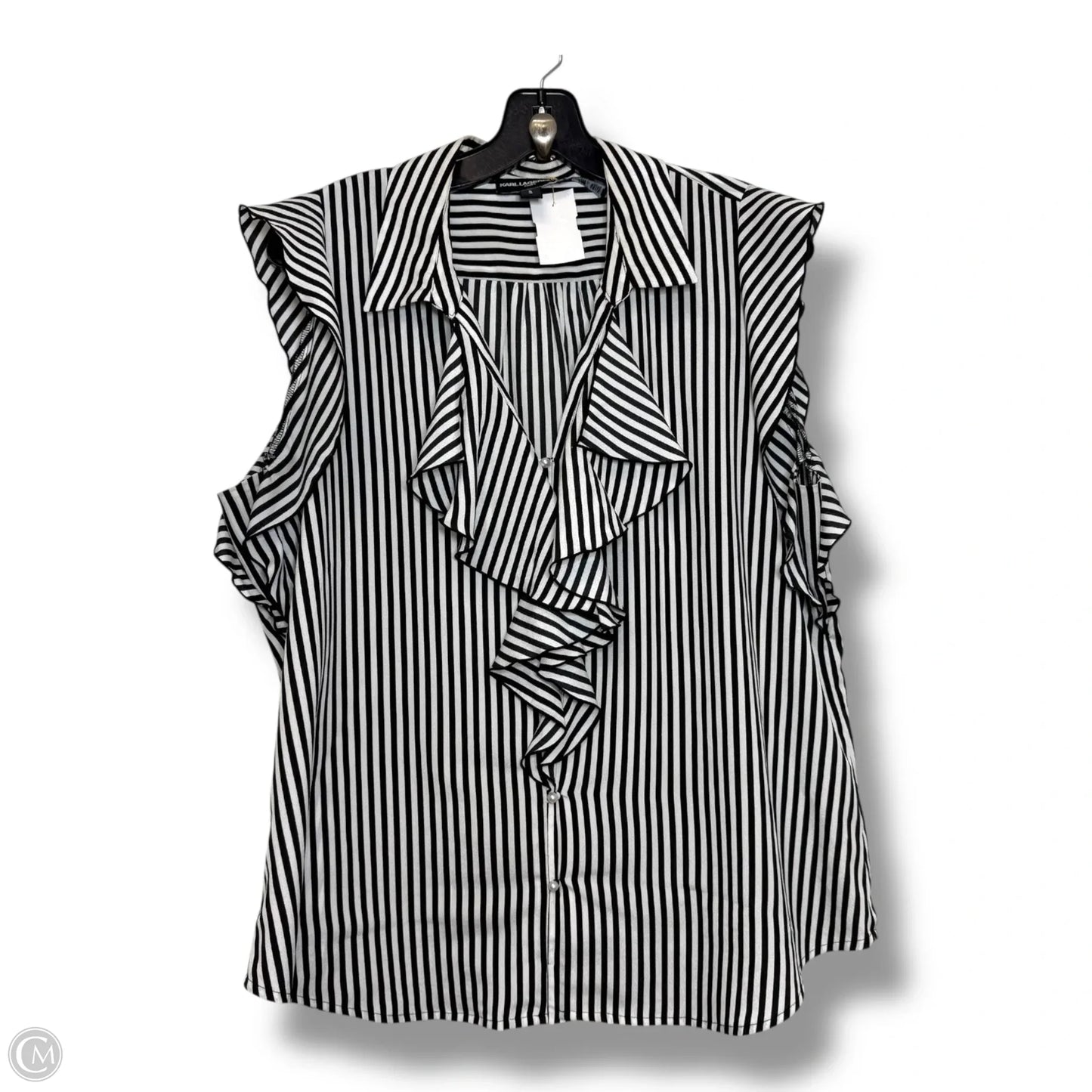 Blouse Designer By Karl Lagerfeld In Striped Pattern, Size: L