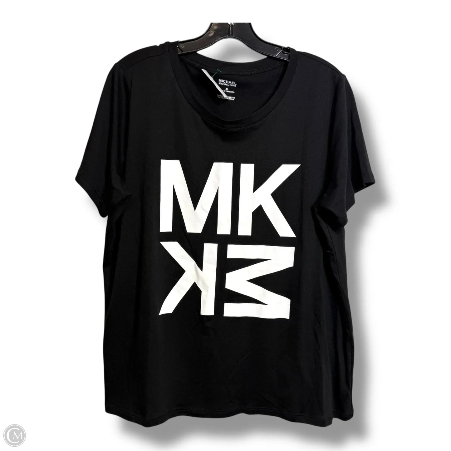 Top Short Sleeve Designer By Michael Kors In Black, Size: Xl