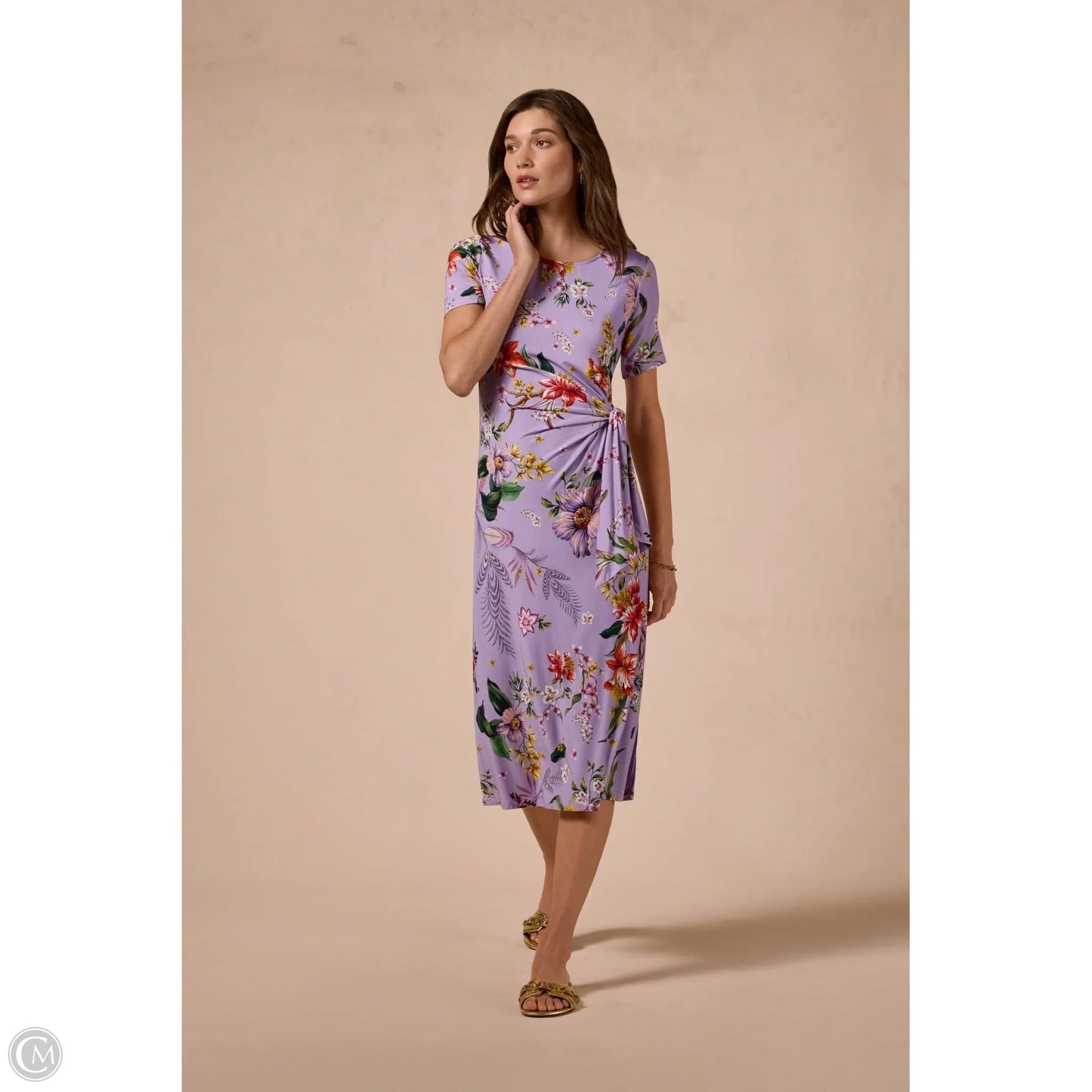 THE JANIE FAVORITE SIDE TIE KNIT DRESS Casual Short By Johnny Was In Floral Print, Size: Sp