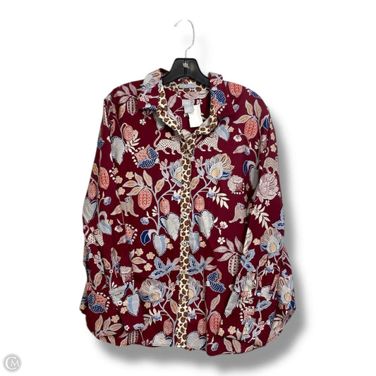Blouse Long Sleeve By Chicos In Floral Print, Size: Xl