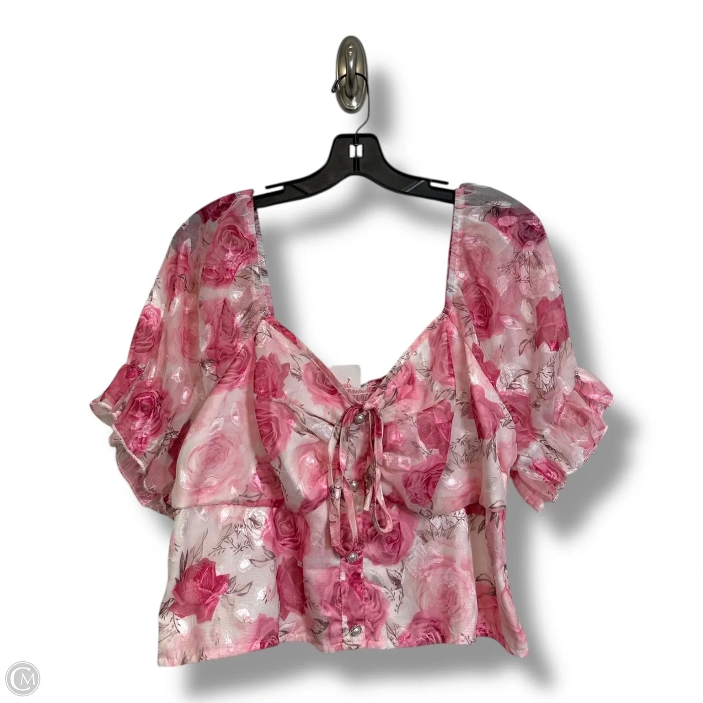 Top Short Sleeve By Cmf In Floral Print, Size: 1x