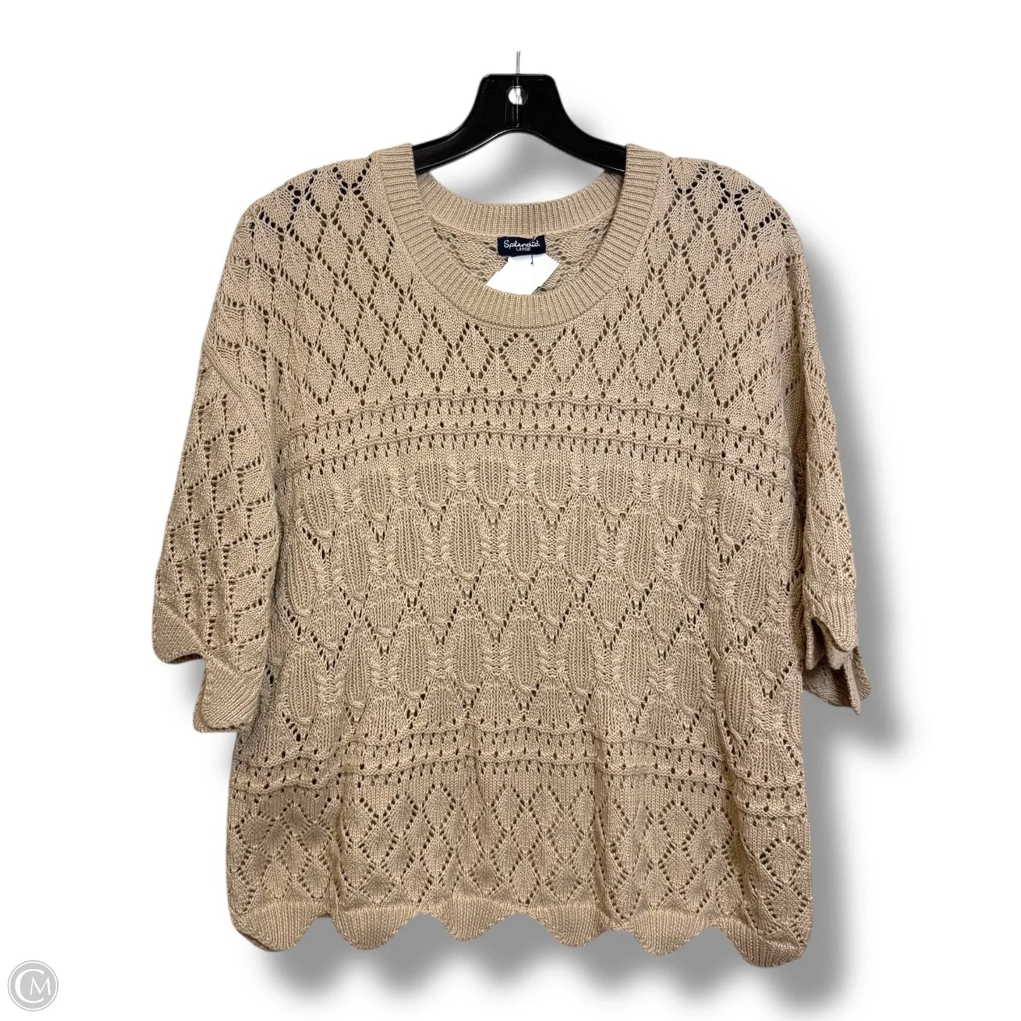Sweater Short Sleeve By Splendid In Tan, Size: L
