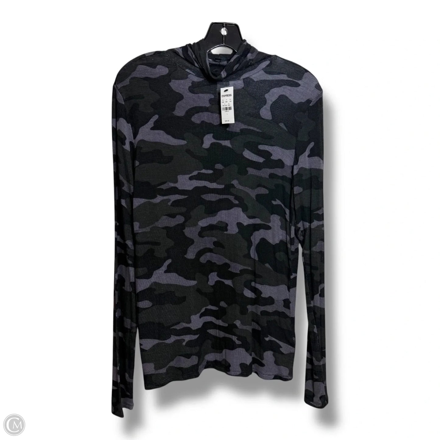 Top Long Sleeve Basic By Express In Camouflage Print, Size: L