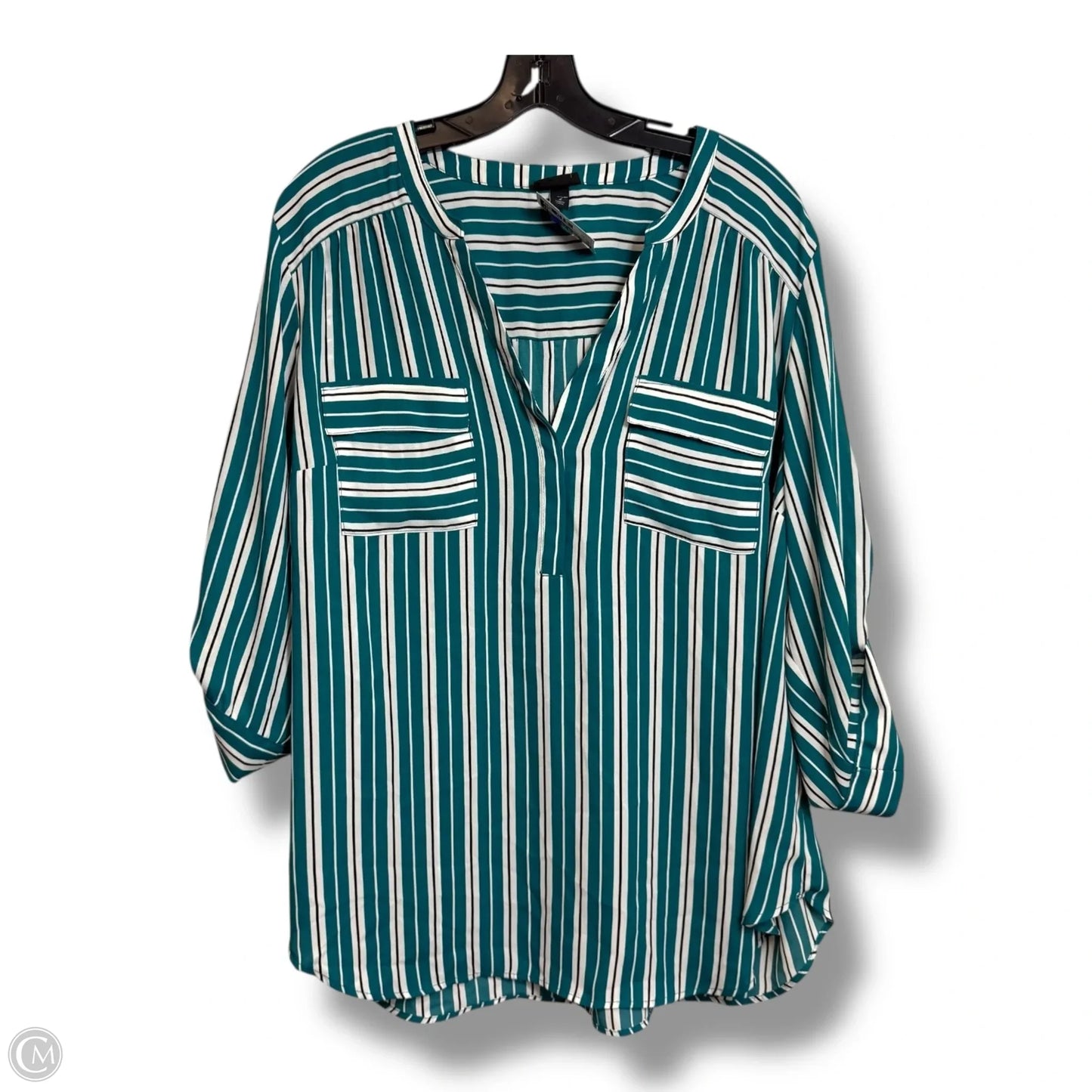 Top 3/4 Sleeve By Torrid In Striped Pattern, Size: 2x