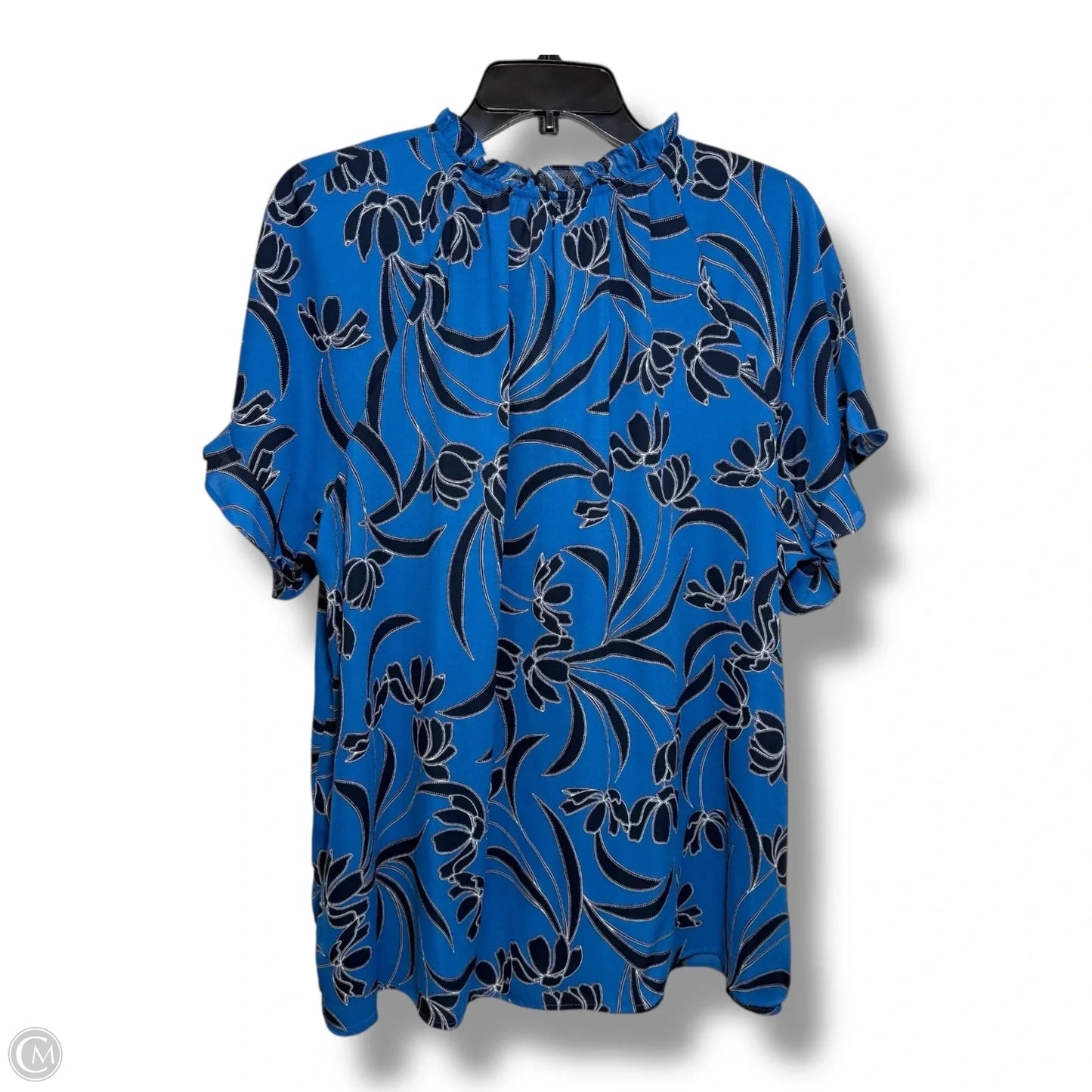 Top Short Sleeve By Liz Claiborne In Blue, Size: 1x