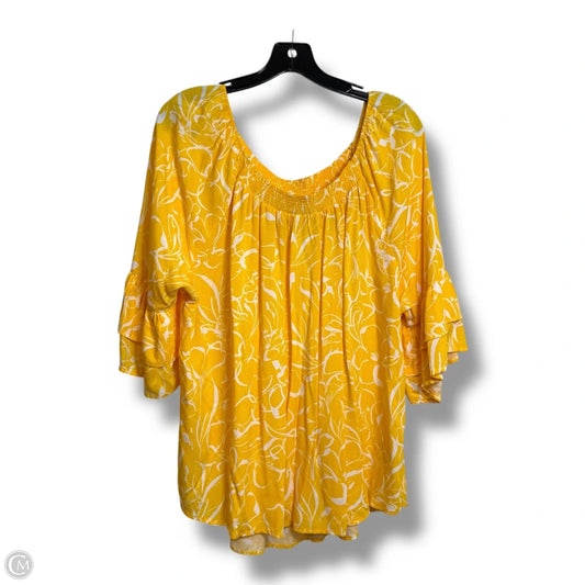 Top Short Sleeve By Rafaella In Yellow, Size: 1x