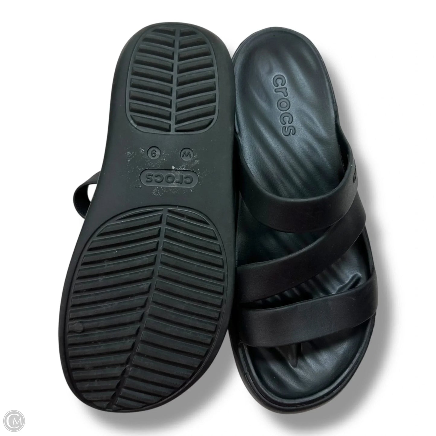 Sandals Flats By Crocs In Black, Size: 9