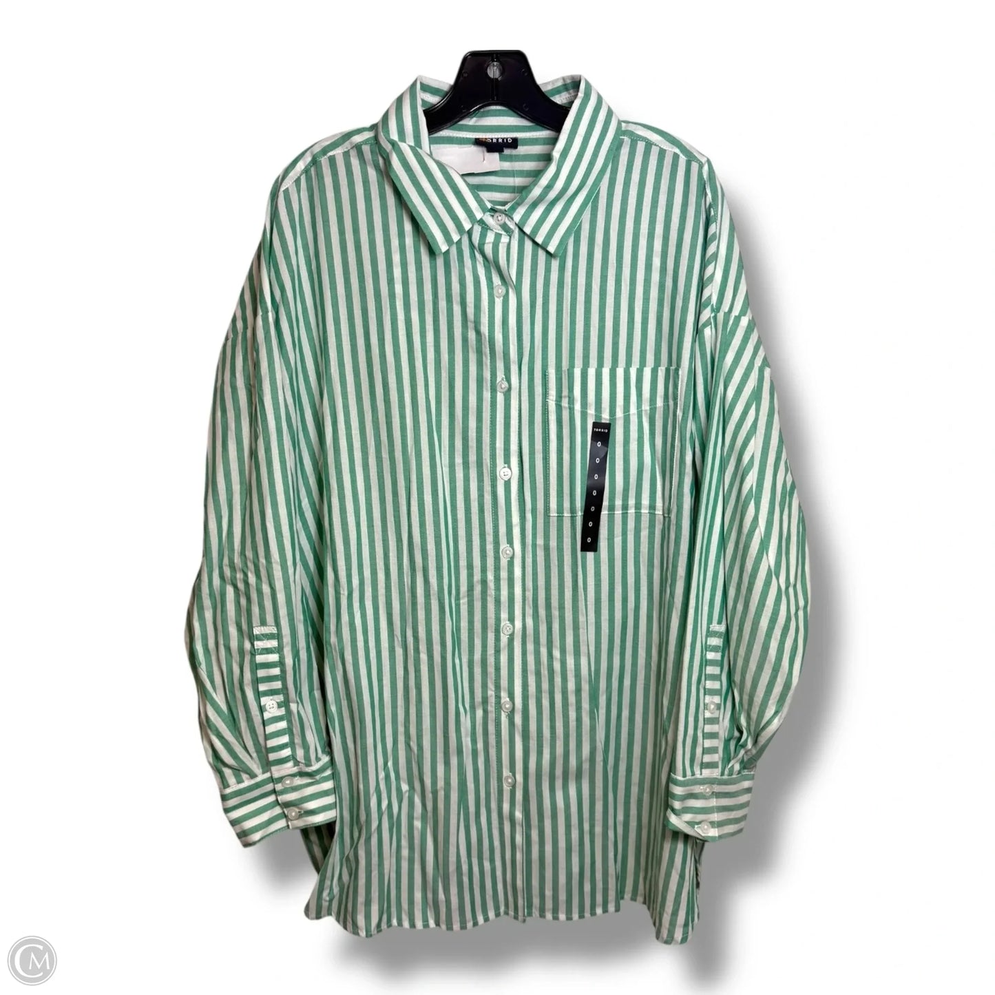 Blouse Long Sleeve By Torrid In Striped Pattern, Size: L