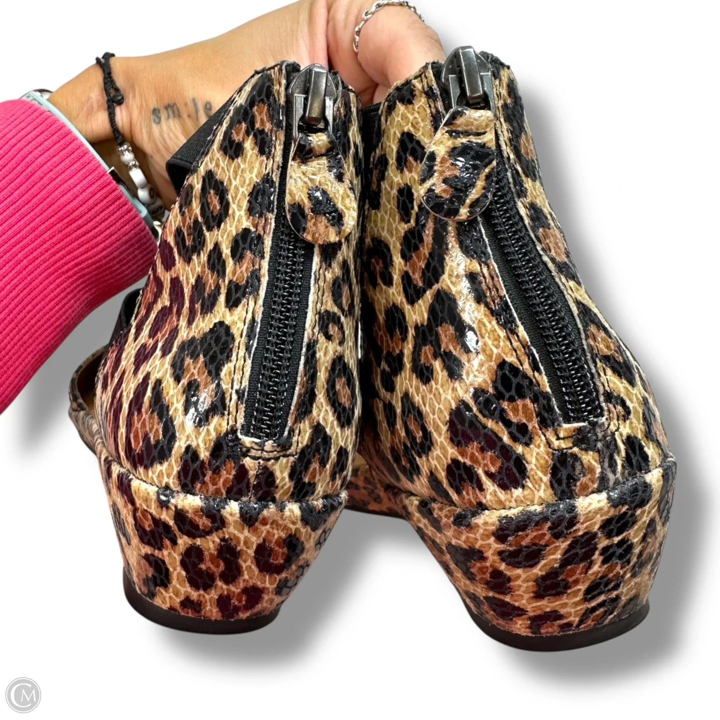 Sandals Heels Wedge By Kenneth Cole In Animal Print, Size: 8.5