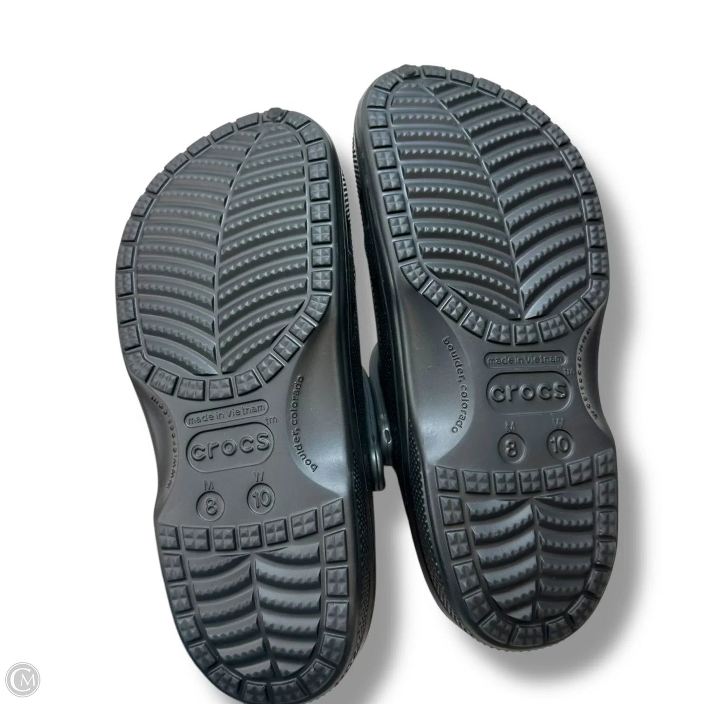 Shoes Flats By Crocs In Black, Size: 10