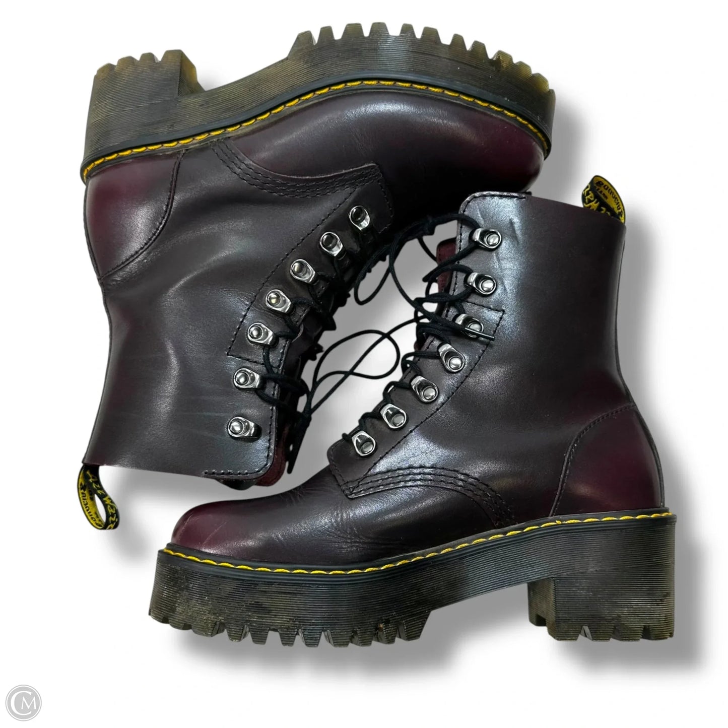 Boots Combat By Dr Martens In Maroon, Size: 8