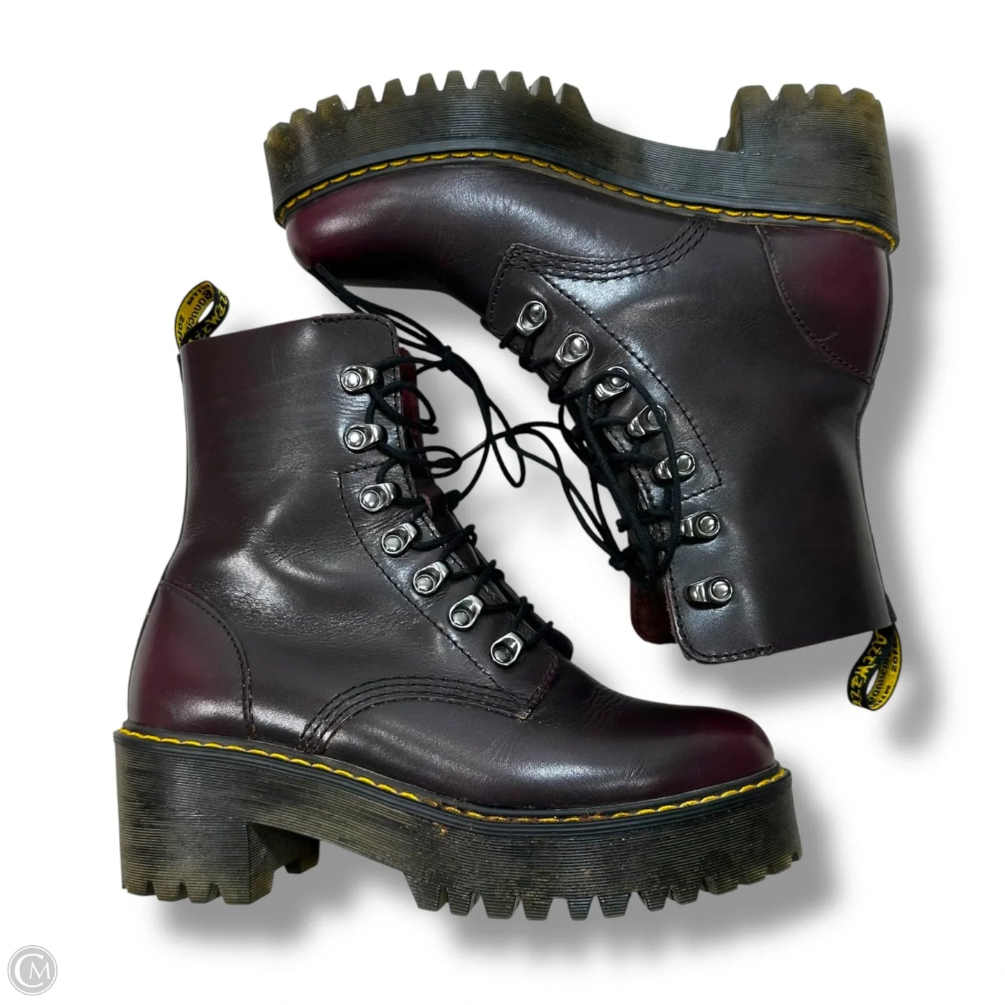 Boots Combat By Dr Martens In Maroon, Size: 8