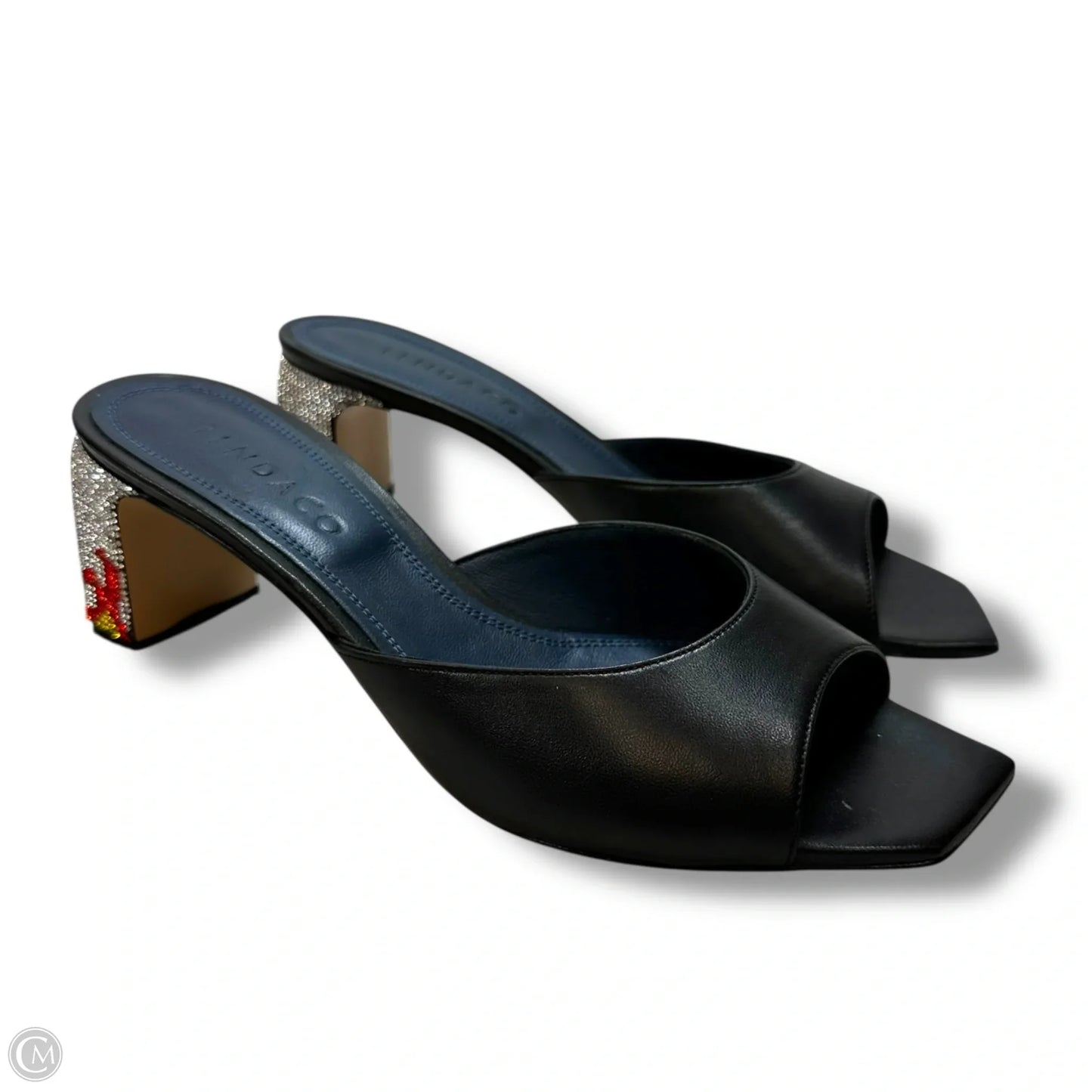 Crystal flames Shoes Heels Block By iindaco In Black, Size:38
