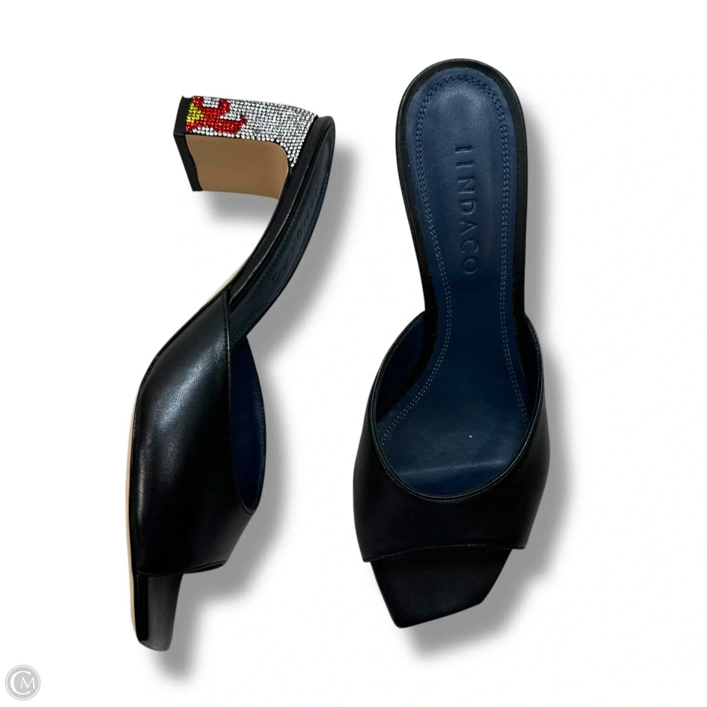 Crystal flames Shoes Heels Block By iindaco In Black, Size:38