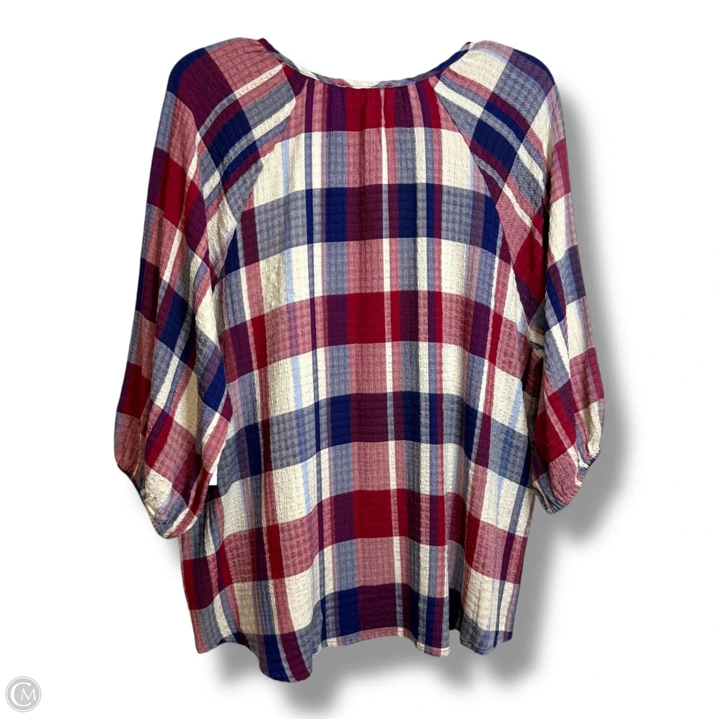 Top 3/4 Sleeve By 89th And Madison In Plaid Pattern, Size: L