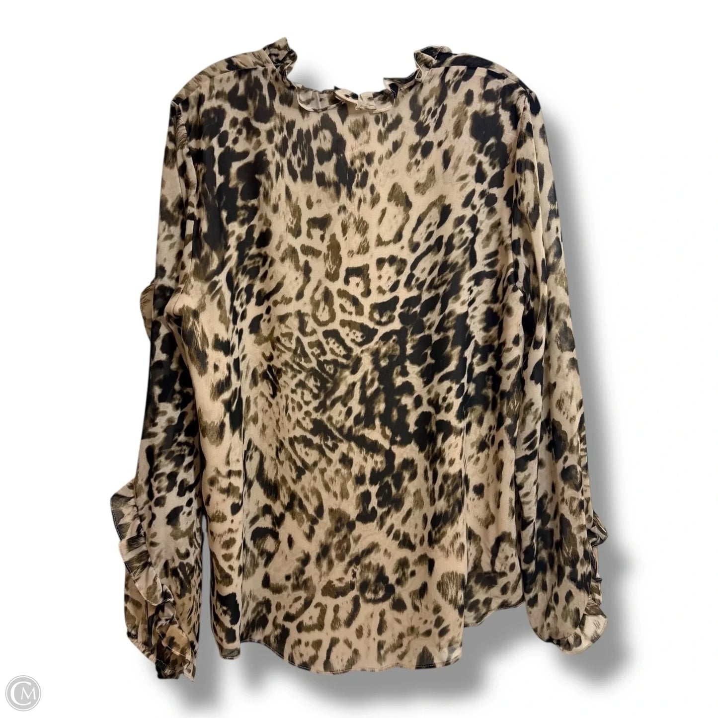 Top Long Sleeve By Calvin Klein In Animal Print, Size: M