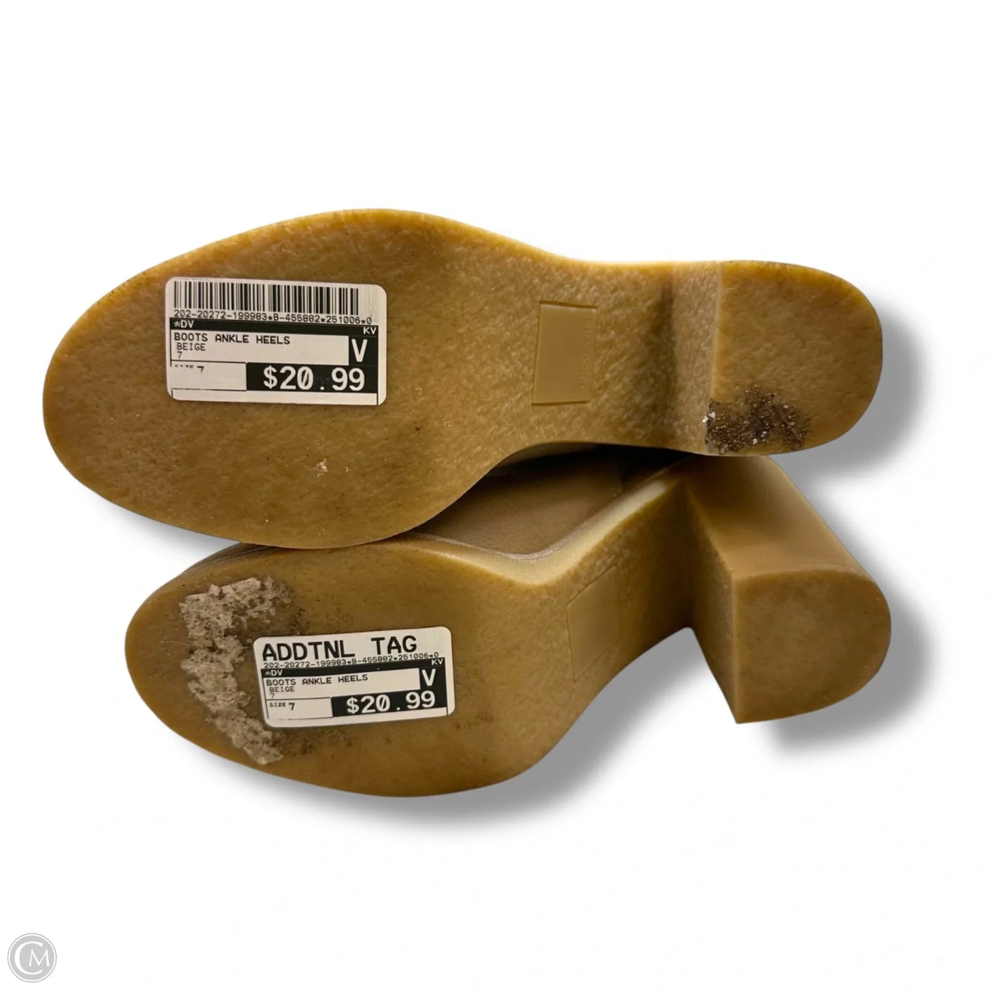 Boots Ankle Heels By Dv In Beige, Size: 7