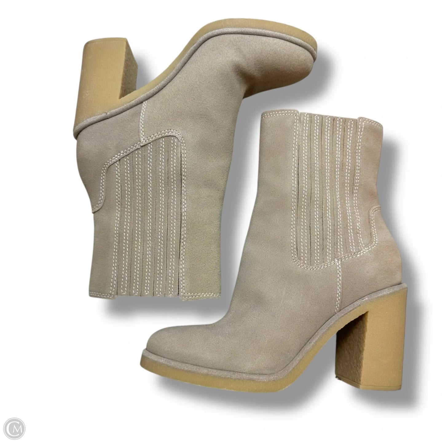 Boots Ankle Heels By Dv In Beige, Size: 7