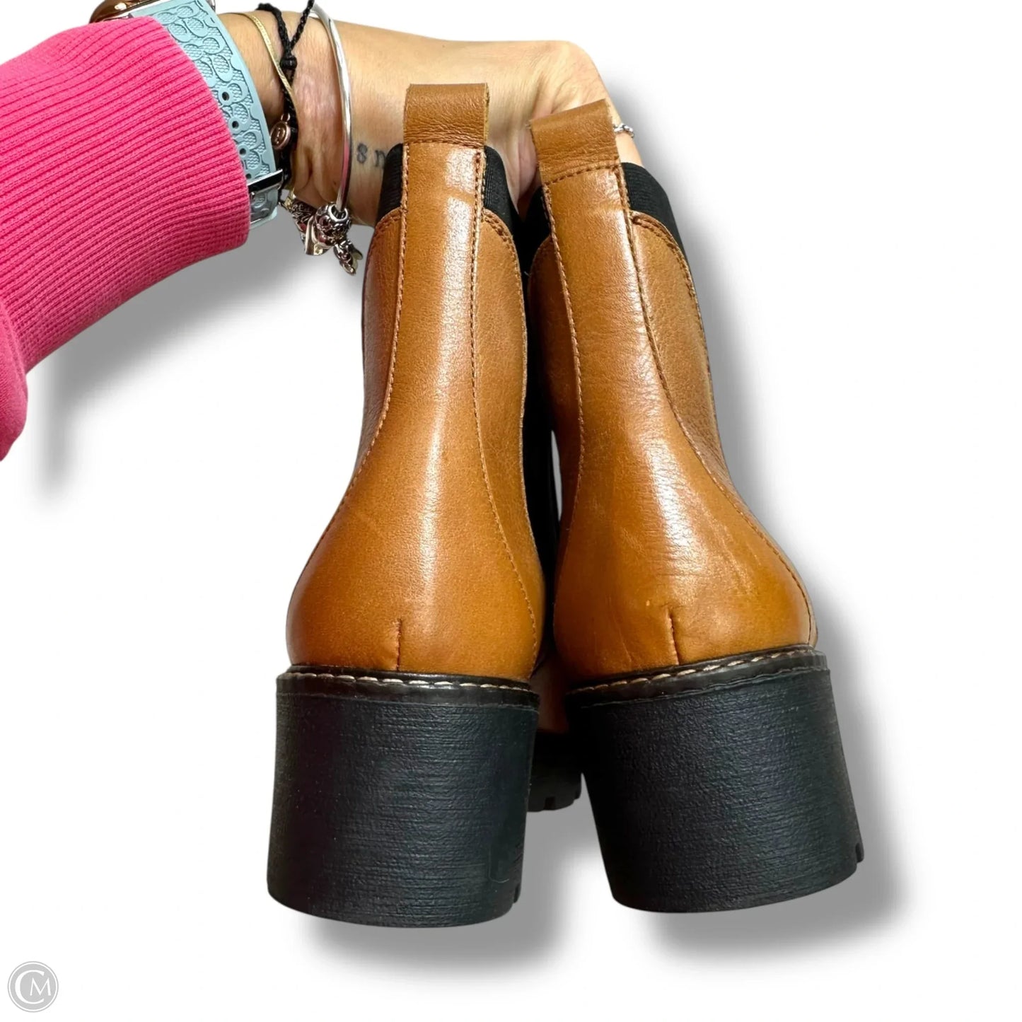 Boots Ankle Heels By Anthropologie In Brown, Size: 9