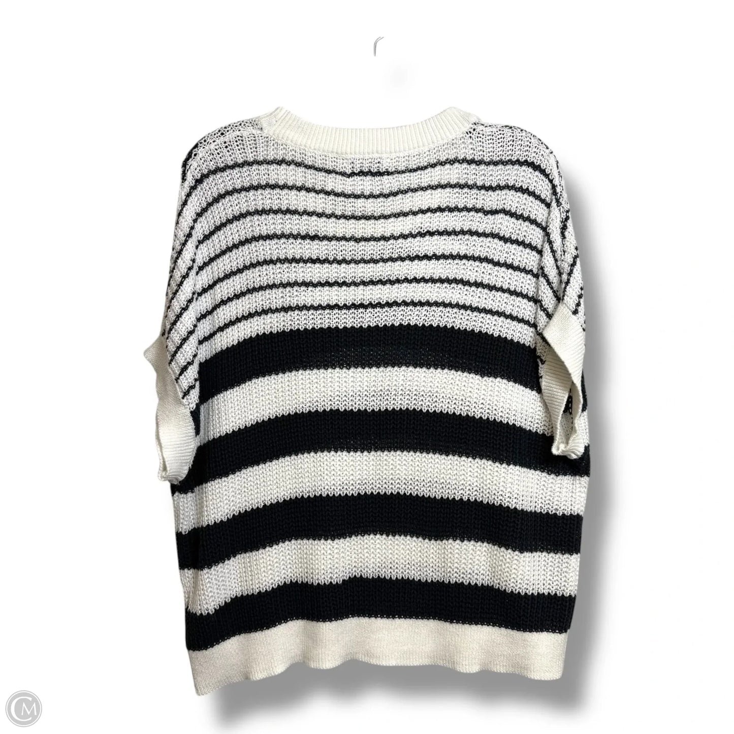 Top Short Sleeve By Evereve In Striped Pattern, Size: L