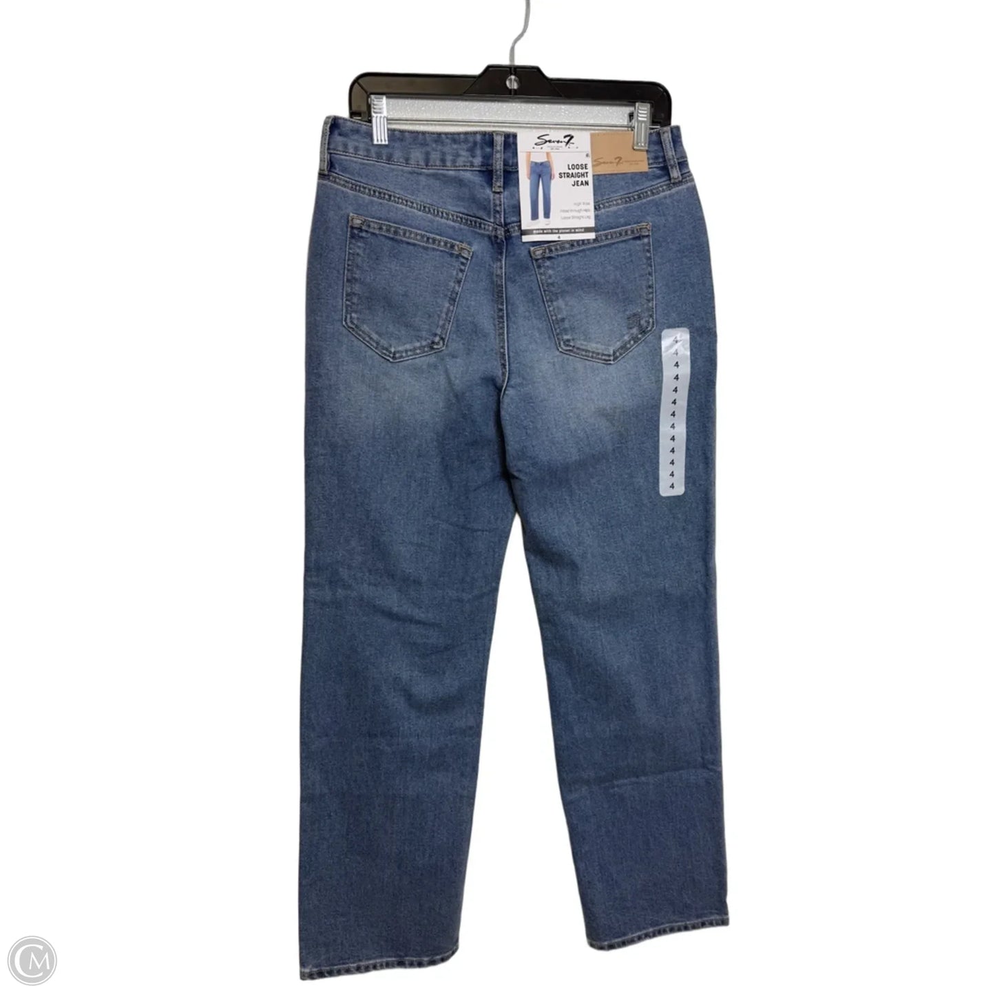 Jeans Straight By Seven 7 In Blue Denim, Size: 4