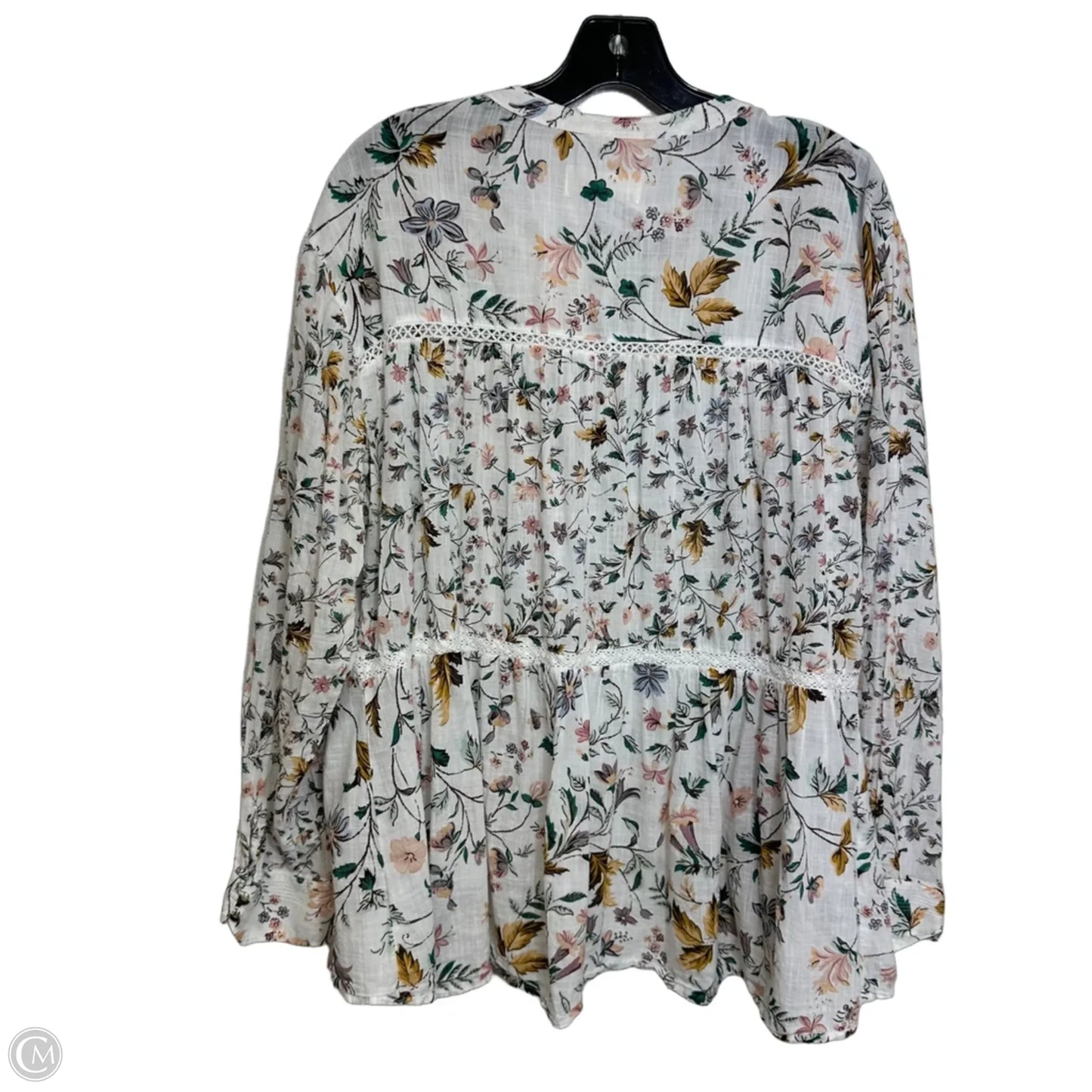 Top Long Sleeve By Anthropologie In Floral Print, Size: L