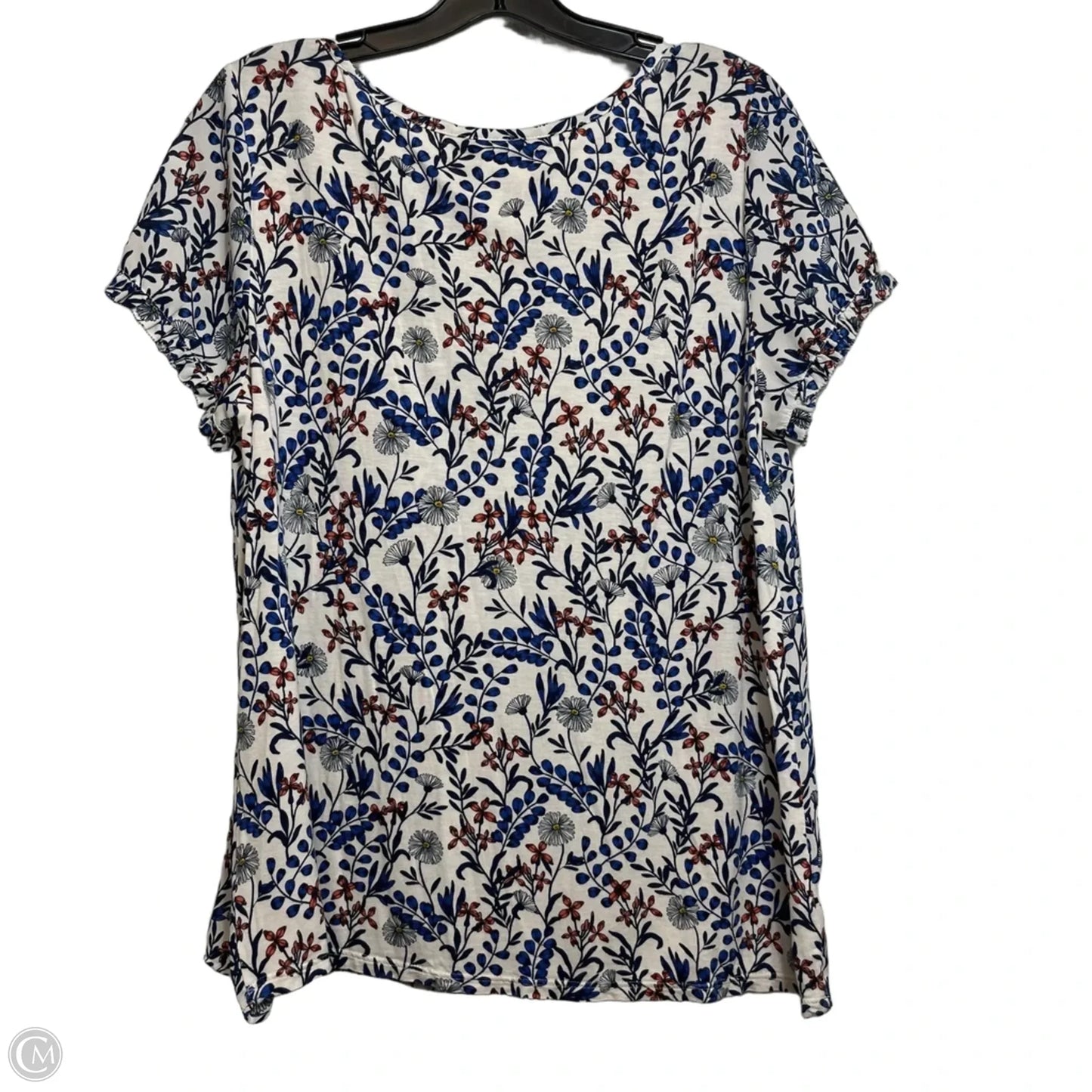 Top Short Sleeve By Loft In Blue, Size: L