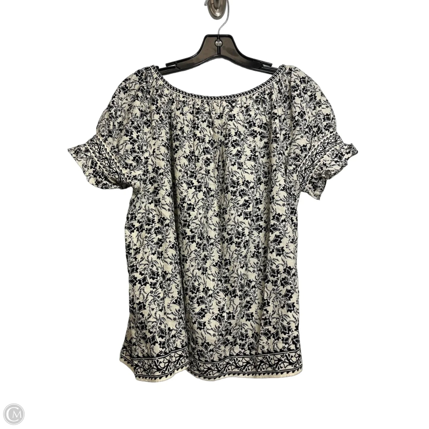 Top Short Sleeve By Max Studio In Black & White, Size: S