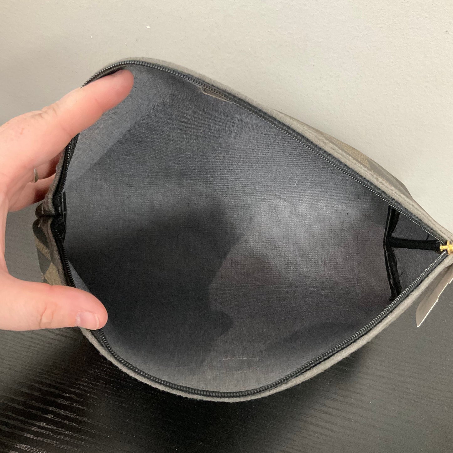 Makeup Bag Luxury Designer by Fendi In Checkered Pattern, Size: Medium