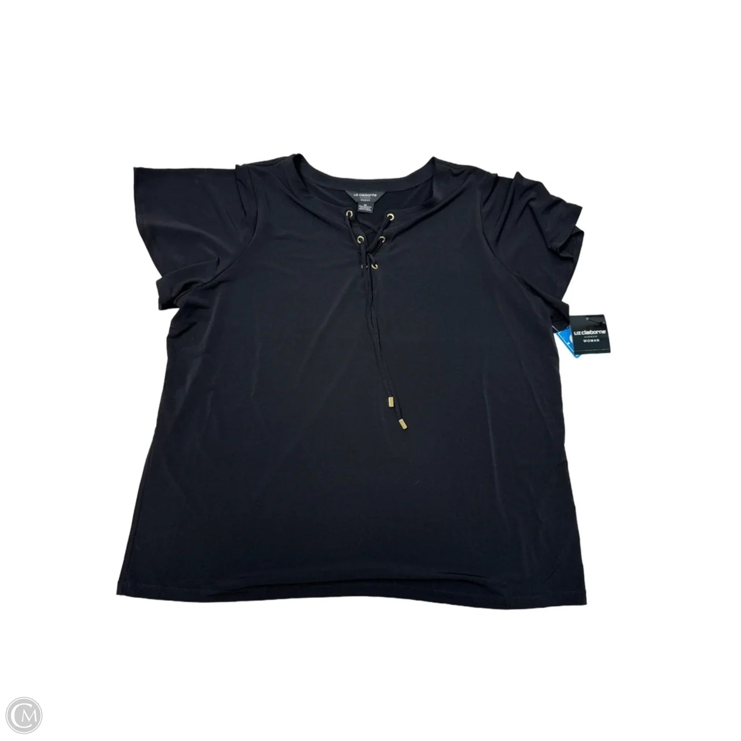 New! Top Short Sleeve By Liz Claiborne In Black, Size: 1x