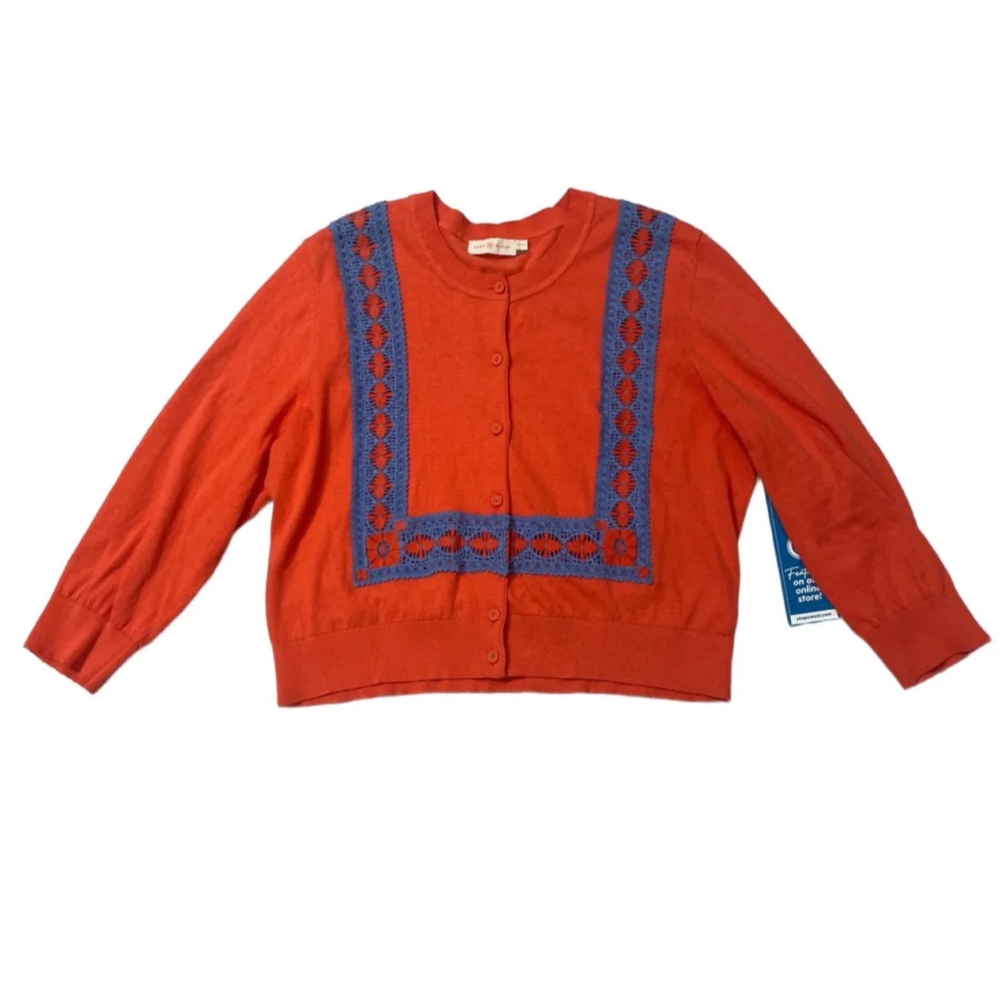 Sweater Cardigan Designer By Tory Burch In Orange, Size: Xl