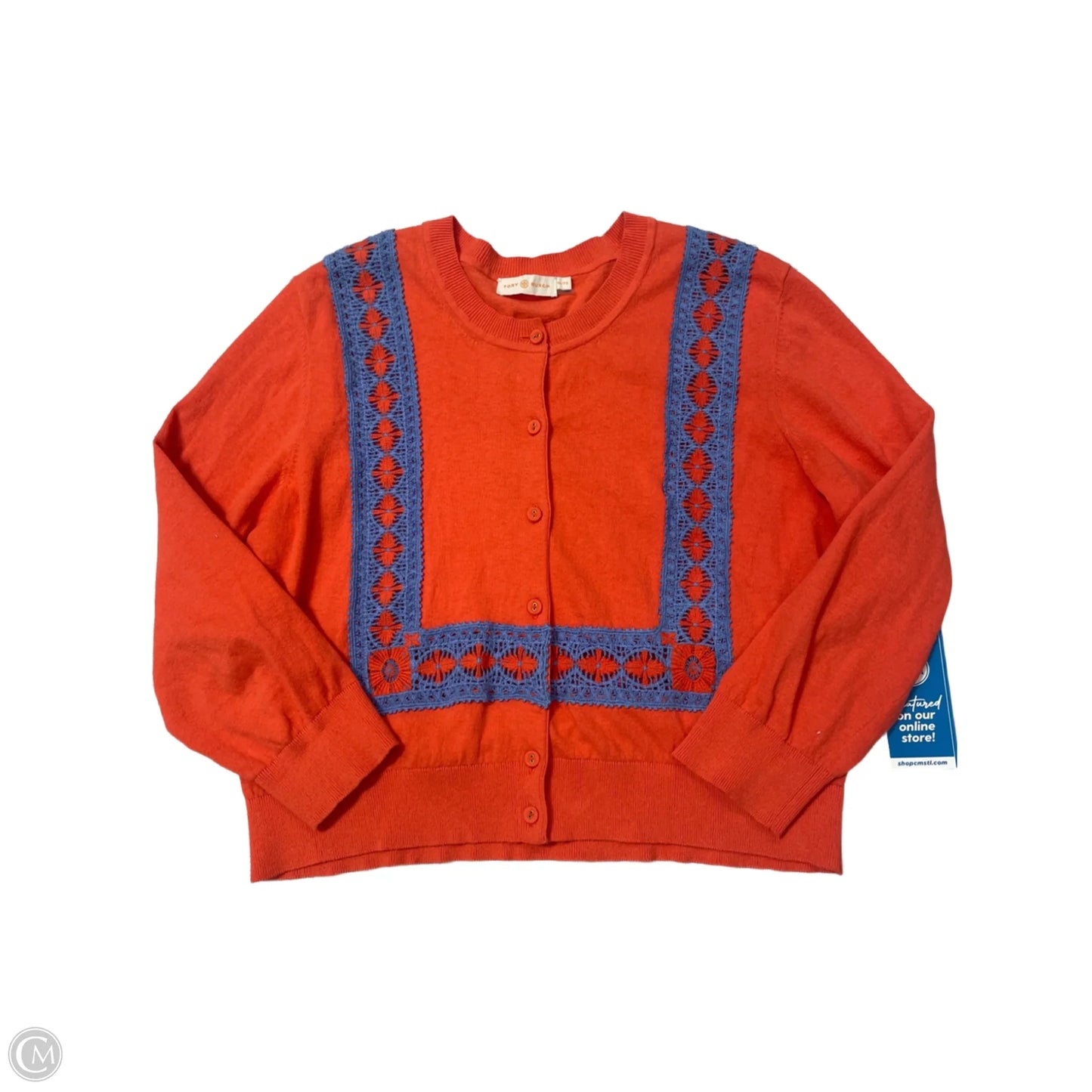 Sweater Cardigan Designer By Tory Burch In Orange, Size: Xl