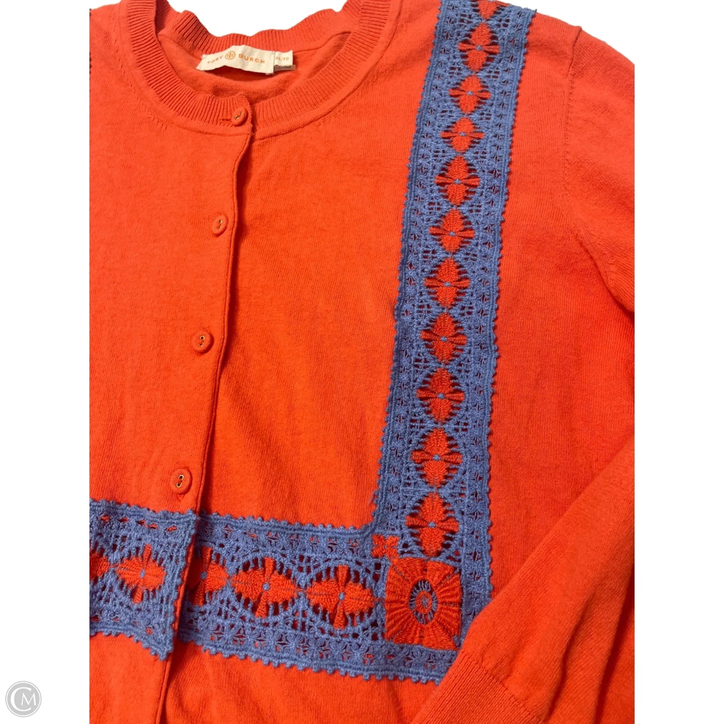 Sweater Cardigan Designer By Tory Burch In Orange, Size: Xl