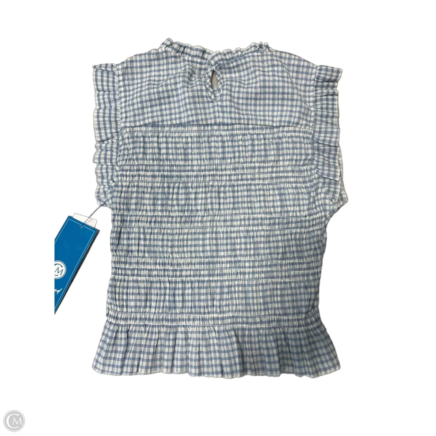 Top Sleeveless By Zara In Blue & White, Size: S