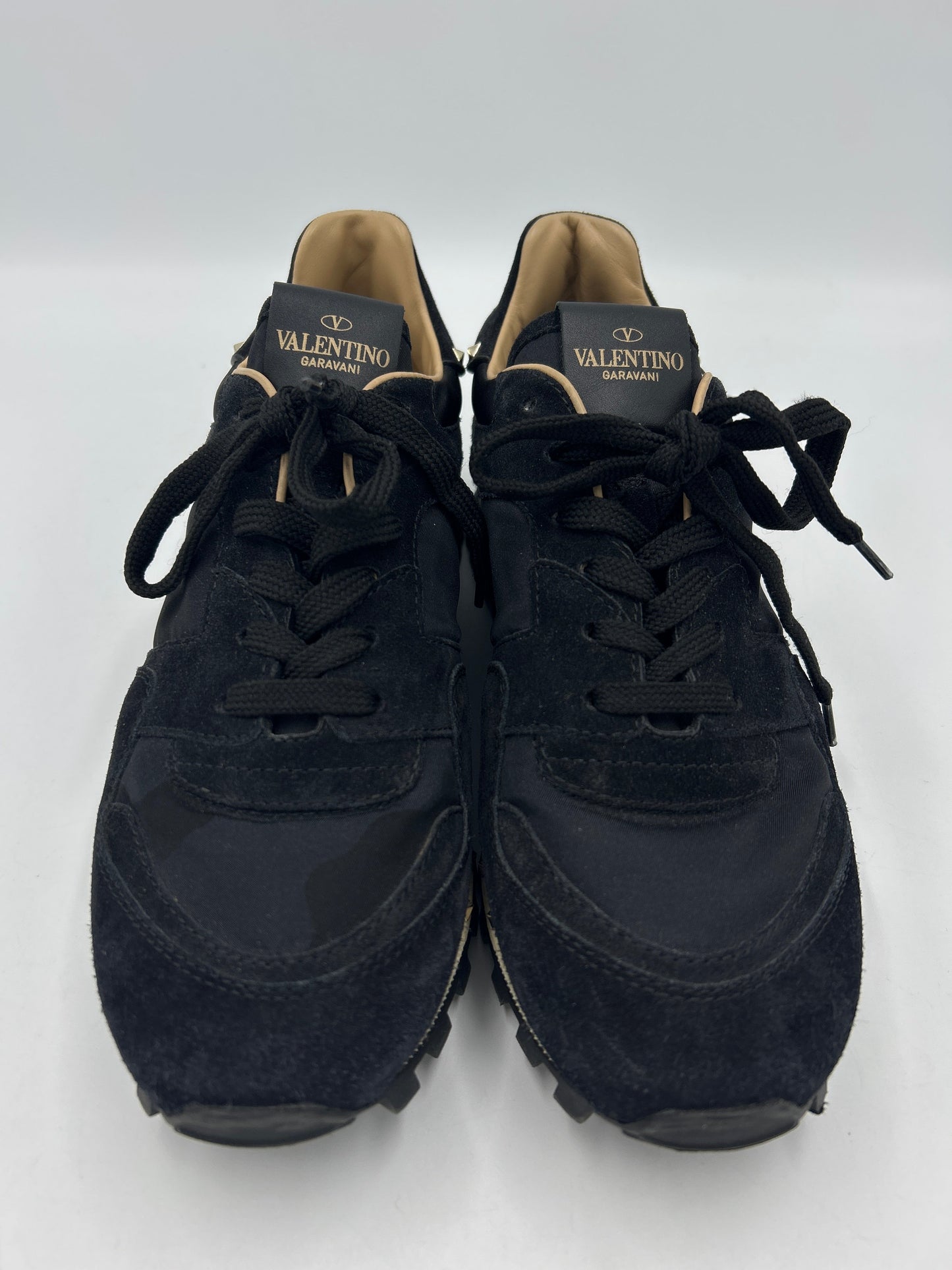 Valentino Suede Rockstud Accent Designer Sneakers Size: 8