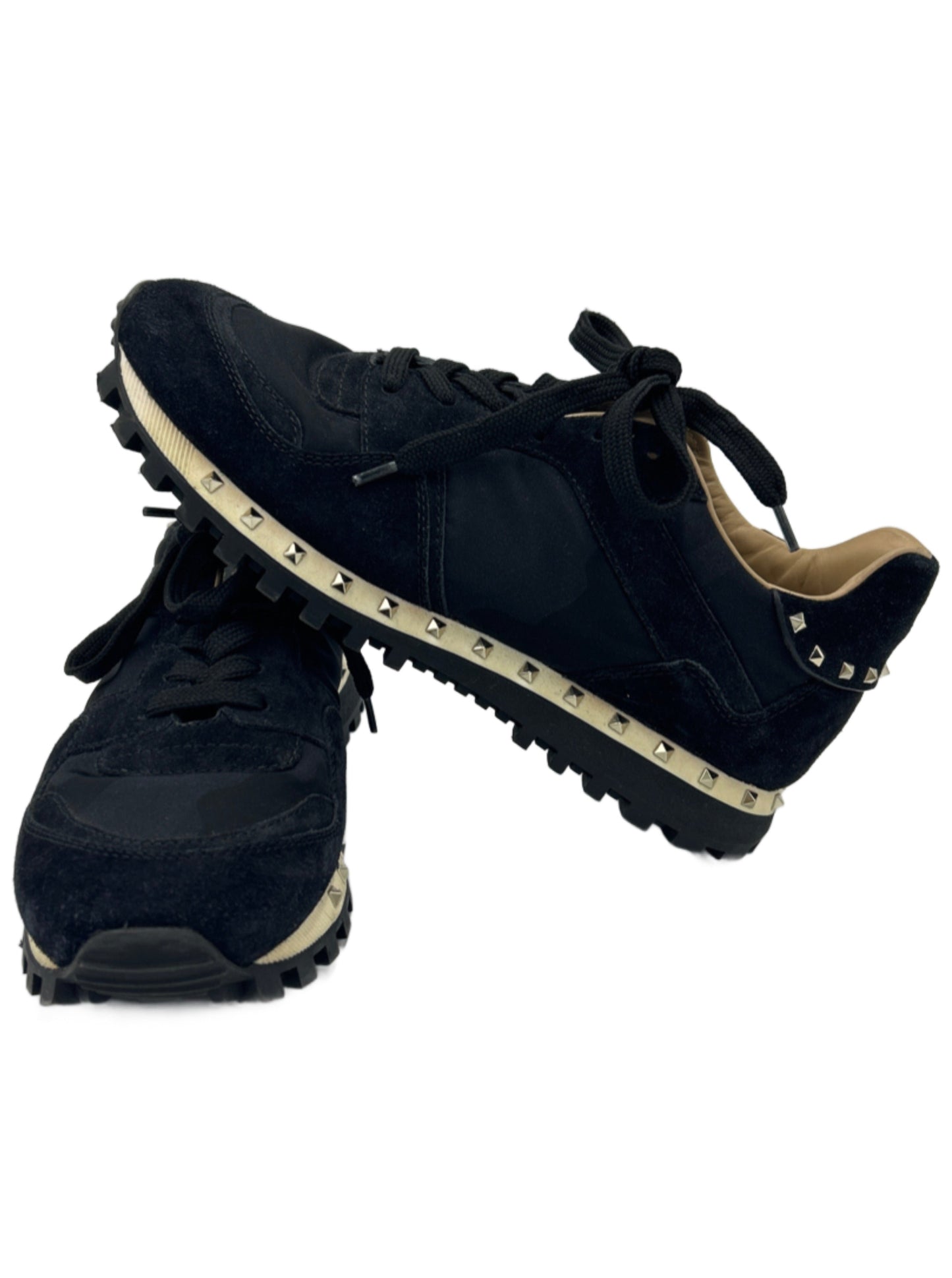 Valentino Suede Rockstud Accent Designer Sneakers Size: 8
