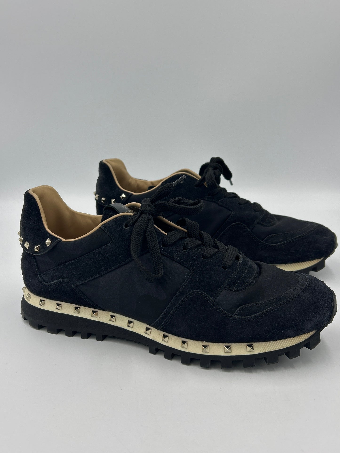 Valentino Suede Rockstud Accent Designer Sneakers Size: 8