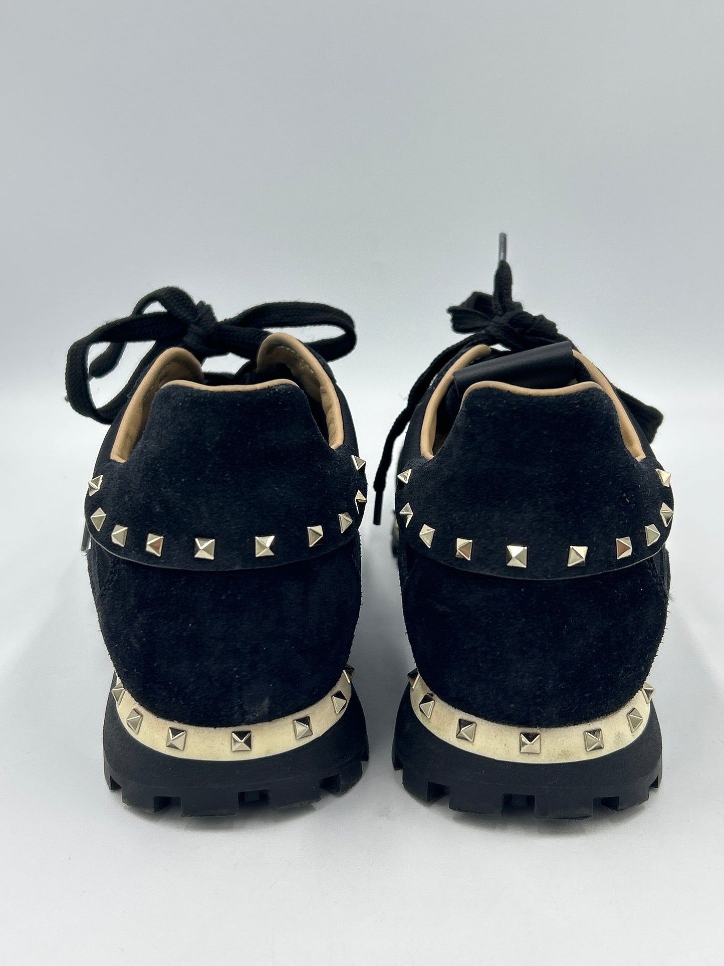 Valentino Suede Rockstud Accent Designer Sneakers Size: 8
