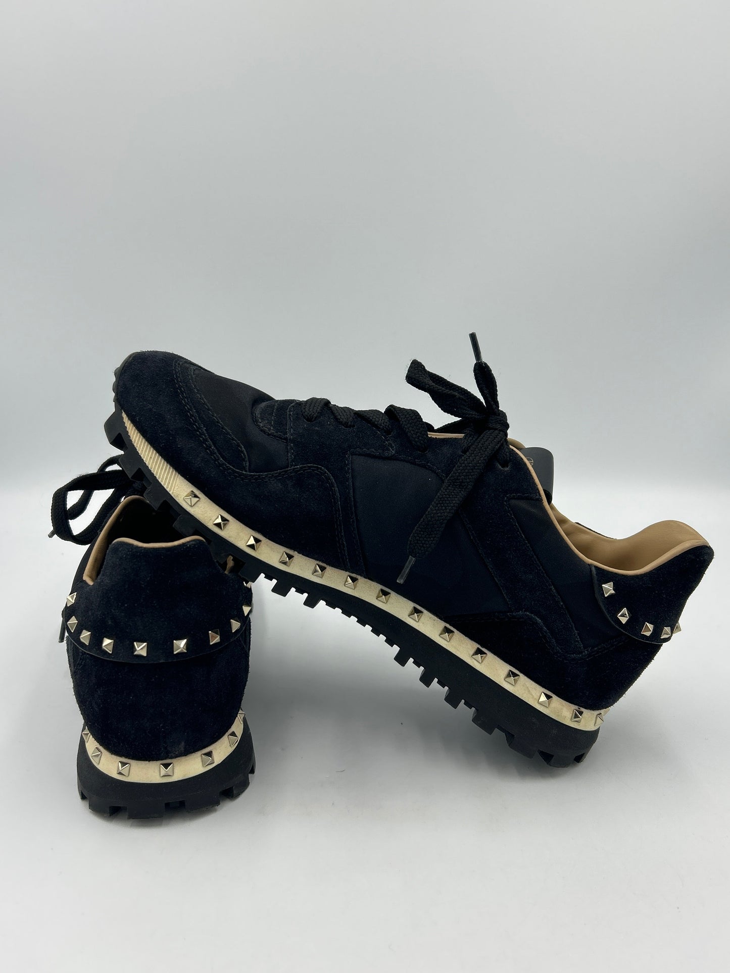 Valentino Suede Rockstud Accent Designer Sneakers Size: 8