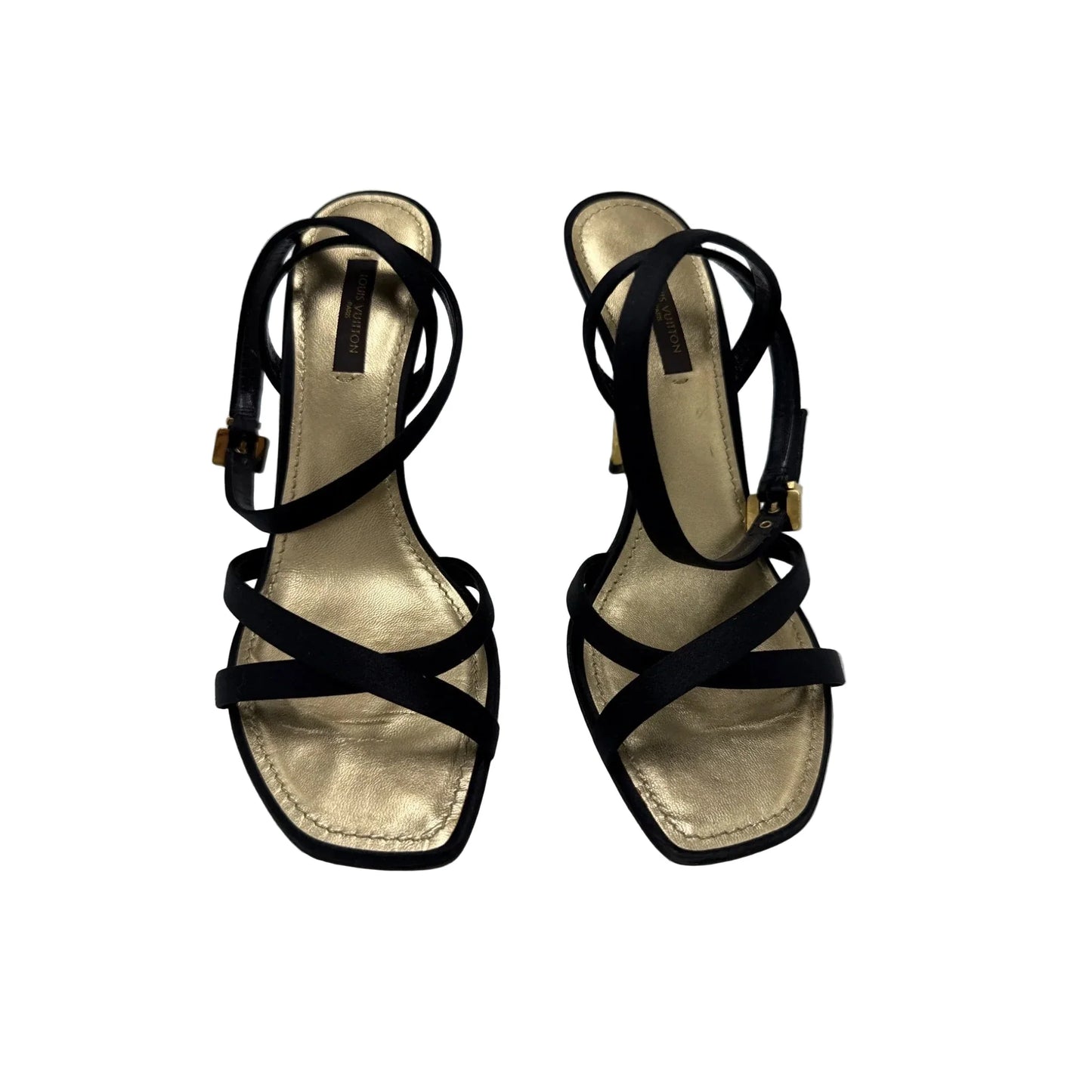 Louis Vuitton Satin and Hammered Gold Luxury Heels , Size: 7.5 / 37.5
