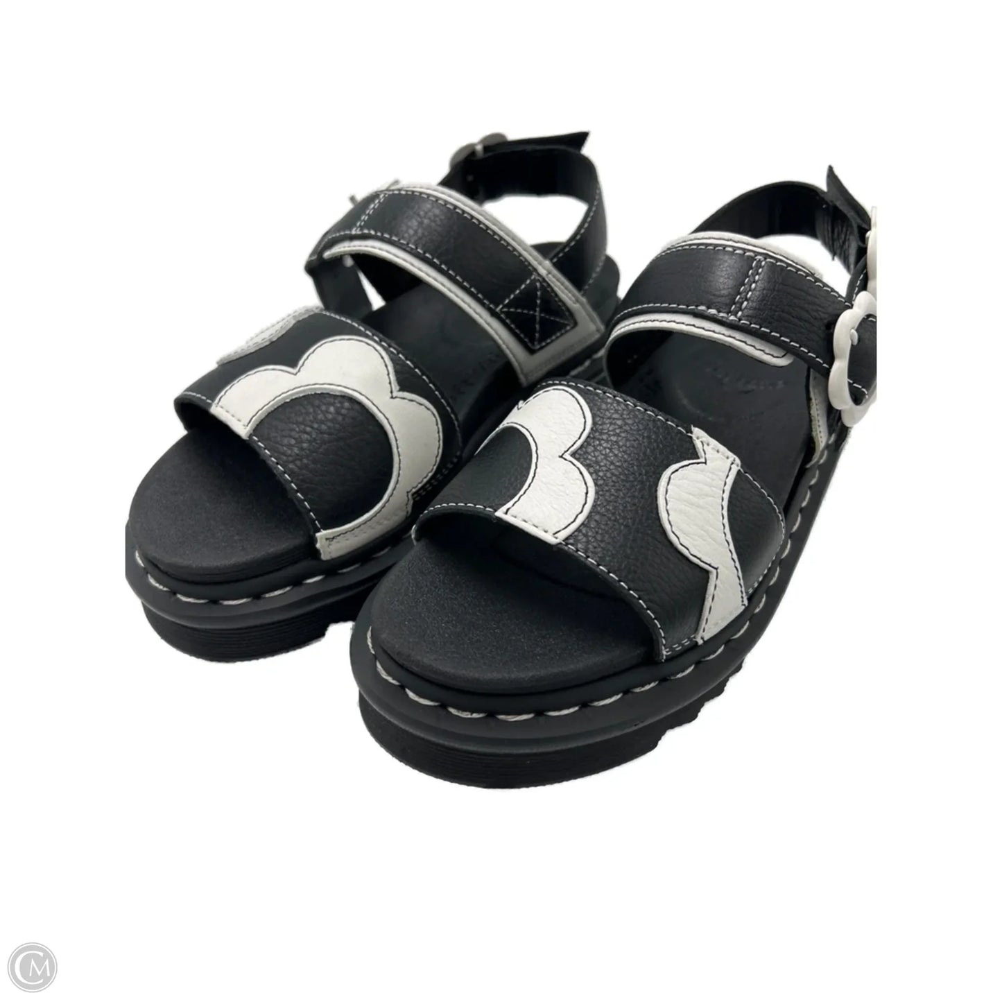 Sandals Heels Platform By Dr Martens In Black & White, Size: 6