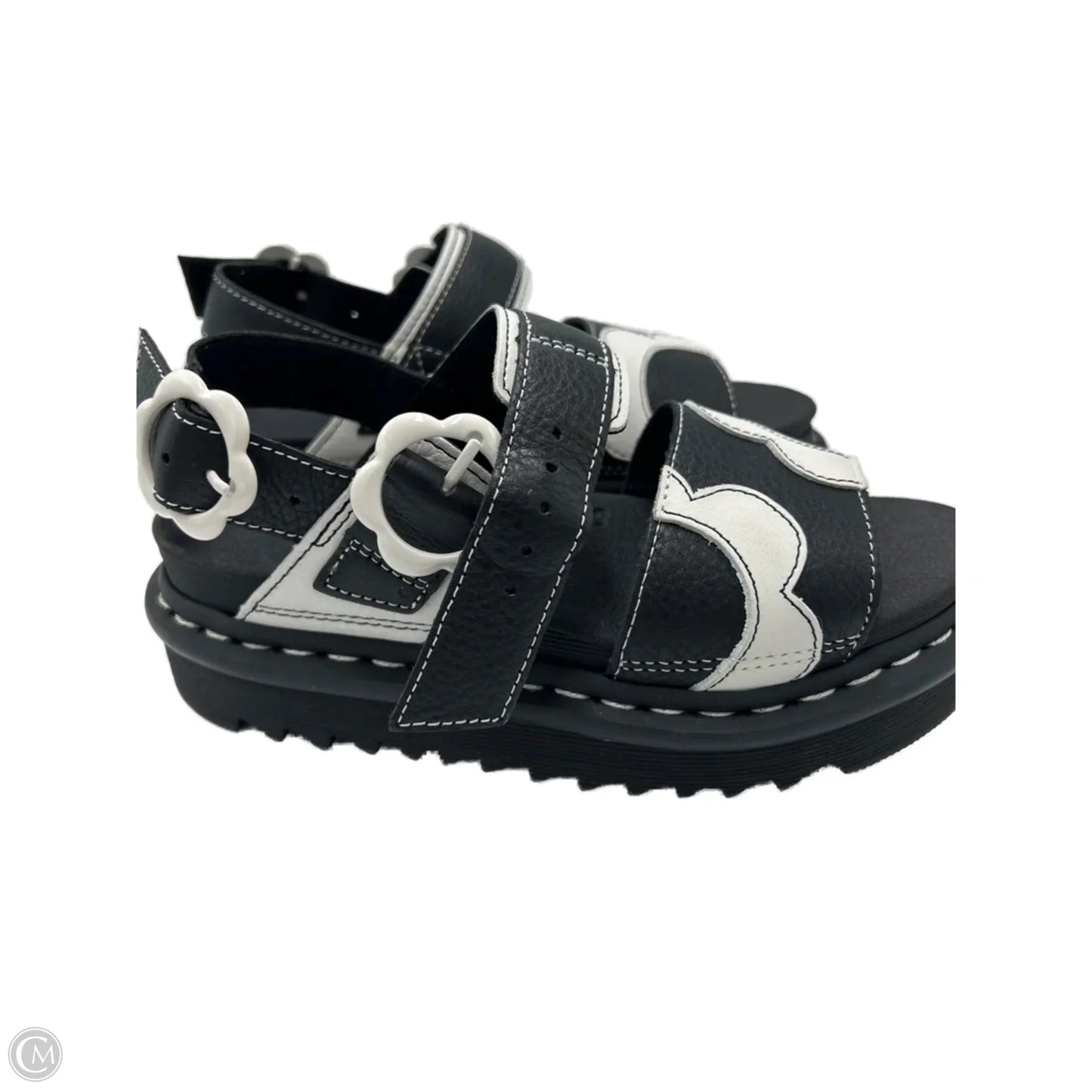 Sandals Heels Platform By Dr Martens In Black & White, Size: 6