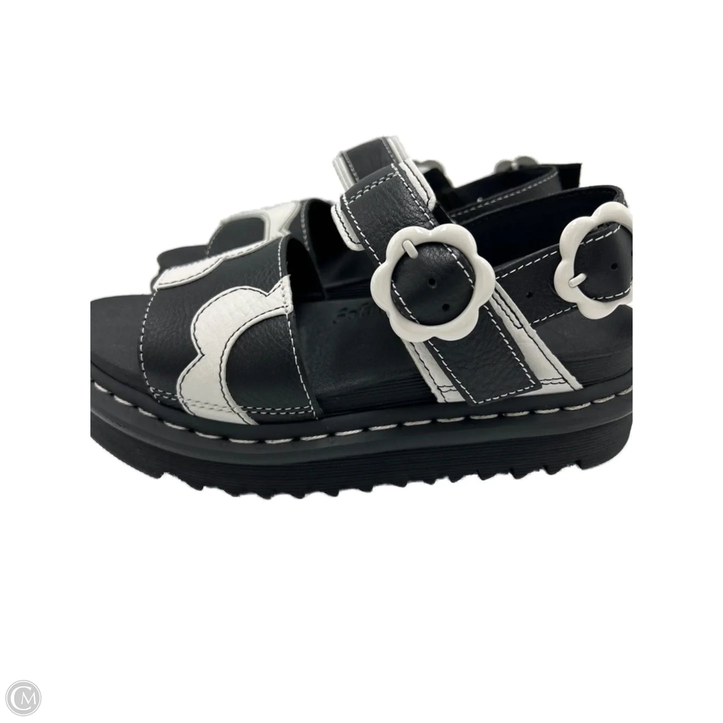 Sandals Heels Platform By Dr Martens In Black & White, Size: 6