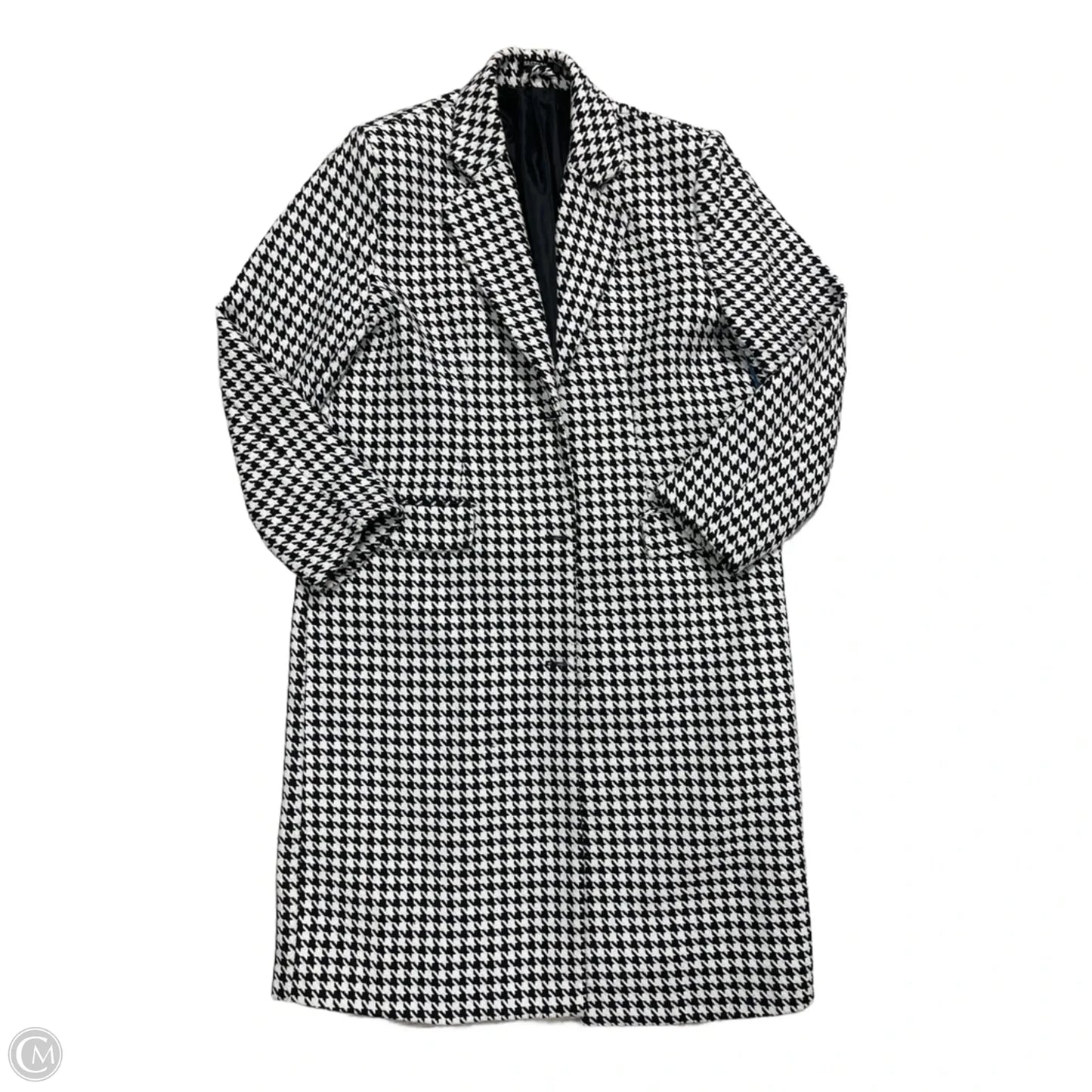 Coat Trench Coat By Nasty Gal In Black & White, Size: S