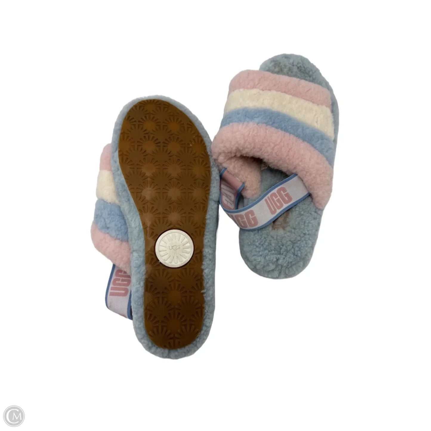 Slippers Designer By UGG In Blue & Pink, Size: 10