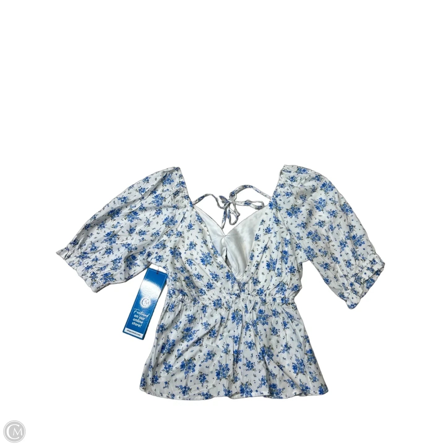 New! Top Short Sleeve By Francesca's In Blue & White, Size: S