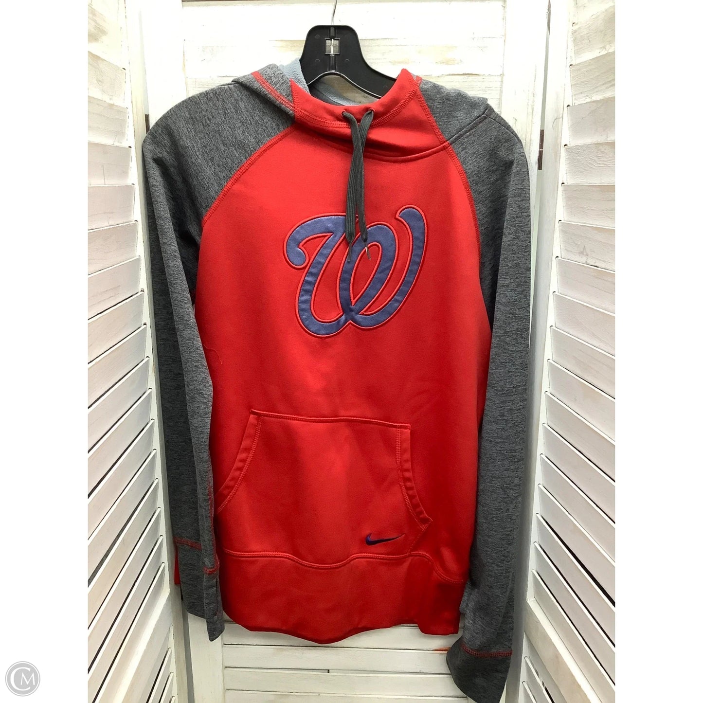 Sweatshirt Hoodie By Nike Apparel In Red Grey, Size: M