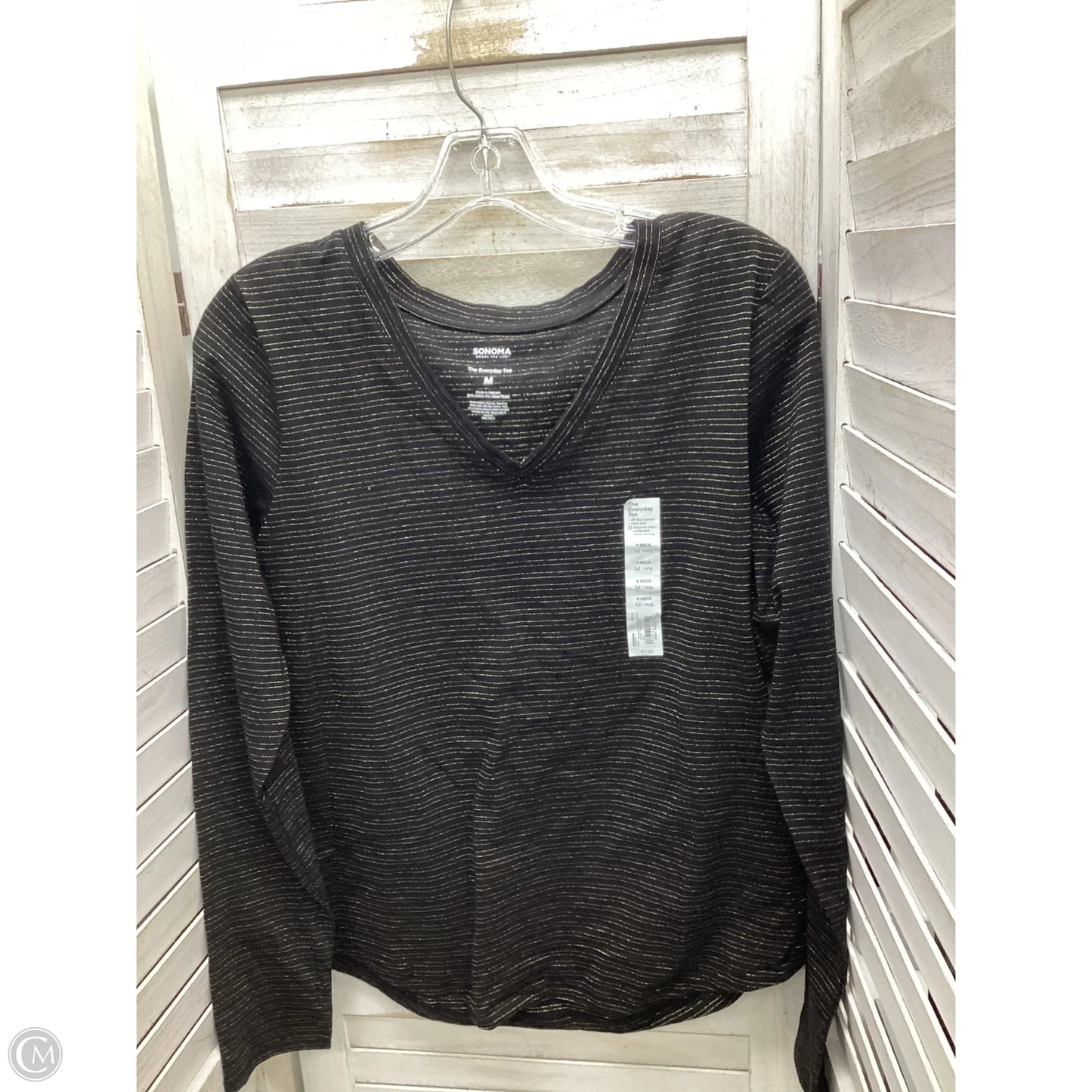 Top Long Sleeve By Sonoma In Black & Gold, Size: M
